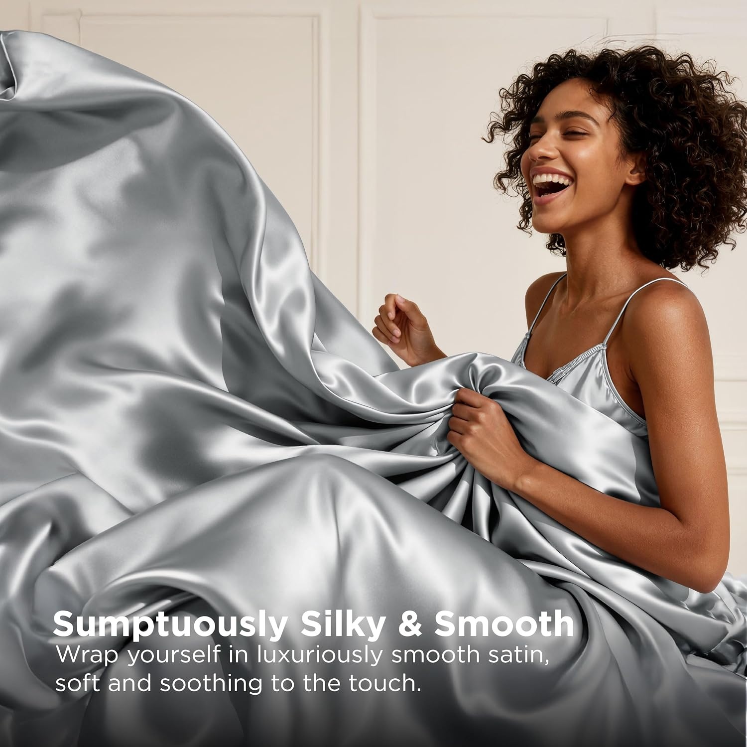 image:imageBedsure Grey Satin Sheets Queen Size Soft Silky Bedsheets for Hair amp Skin Similar to Silk Bed Sheets Set 4 Piece 360Stronger 15 Inches Deep Pocket Fitted Sheet1 Flat Sheet 2 Satin Pillowcases01 Silver Grey