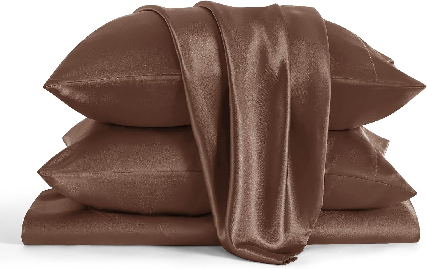image:imageBedsure Grey Satin Sheets Queen Size Soft Silky Bedsheets for Hair amp Skin Similar to Silk Bed Sheets Set 4 Piece 360Stronger 15 Inches Deep Pocket Fitted Sheet1 Flat Sheet 2 Satin Pillowcases16 Coffee