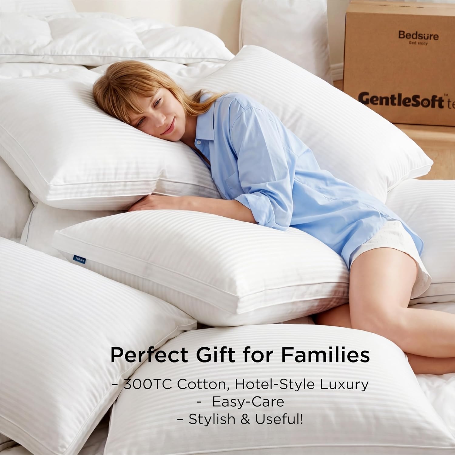 image:imageBedsure King Feather Down Comforter amp Cotton Hotel Pillows Set