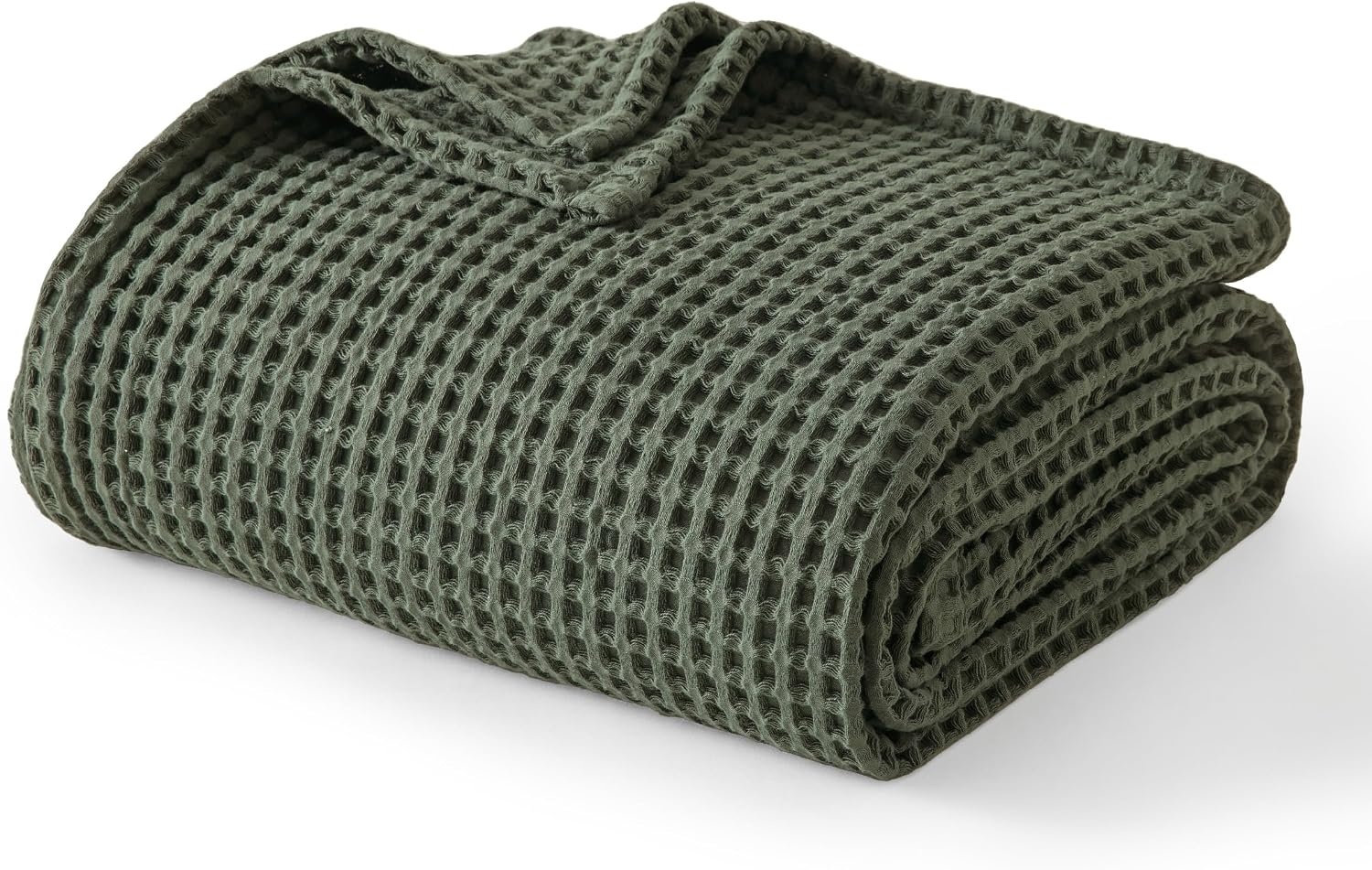 image:imageBedsure Lightweight 100 Cotton Waffle Blanket Twin XL Linen Summer Breathable Soft Light Thin Bed Couch Sofa Chair 66x90 Sheet Blanket Dorm Room Essentials Guys GirlsOlive Green