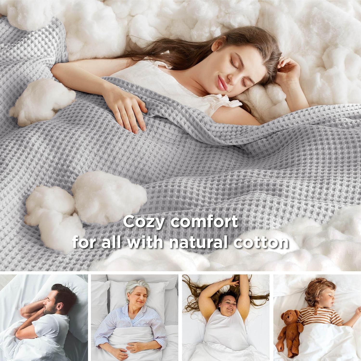 image:imageBedsure Lightweight 100 Cotton Waffle Blanket Twin XL Linen Summer Breathable Soft Light Thin Bed Couch Sofa Chair 66x90 Sheet Blanket Dorm Room Essentials Guys GirlsGrey