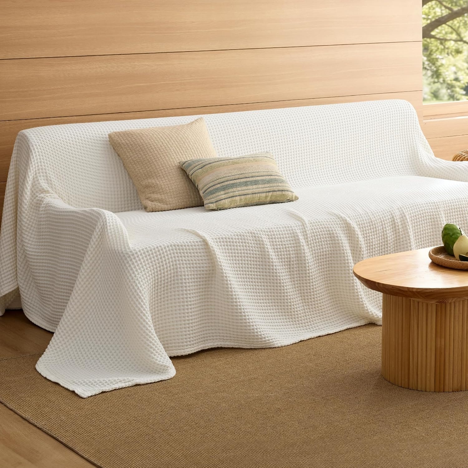 image:imageBedsure Lightweight 100 Cotton Waffle Blanket Twin XL Linen Summer Breathable Soft Light Thin Bed Couch Sofa Chair 66x90 Sheet Blanket Dorm Room Essentials Guys GirlsIvory