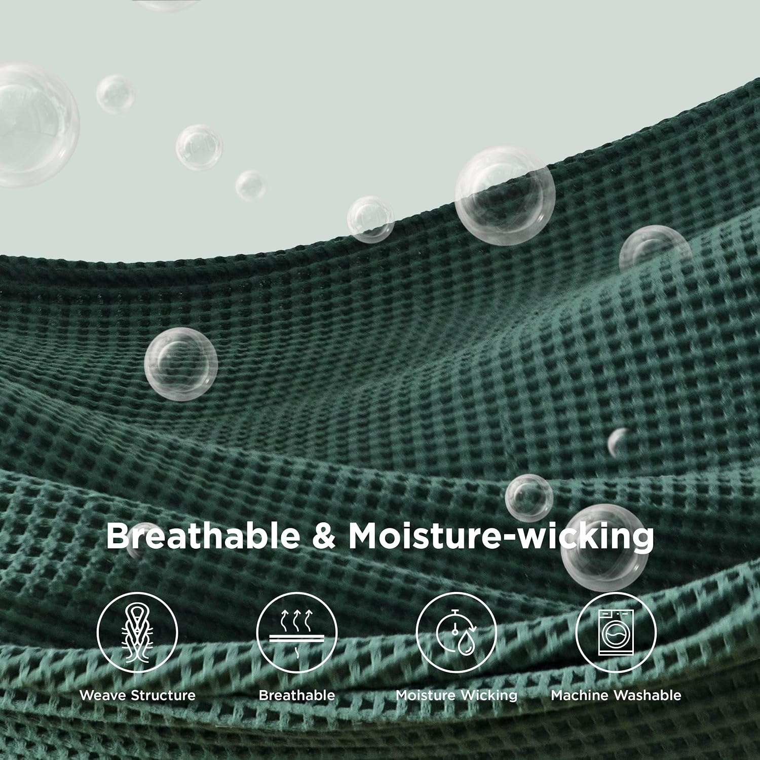 image:imageBedsure Lightweight 100 Cotton Waffle Blanket Twin XL Linen Summer Breathable Soft Light Thin Bed Couch Sofa Chair 66x90 Sheet Blanket Dorm Room Essentials Guys GirlsDark Green