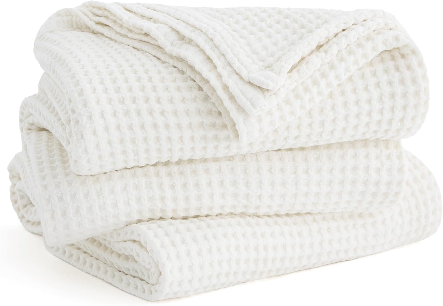 image:imageBedsure Lightweight 100 Cotton Waffle Blanket Twin XL Linen Summer Breathable Soft Light Thin Bed Couch Sofa Chair 66x90 Sheet Blanket Dorm Room Essentials Guys GirlsWhite