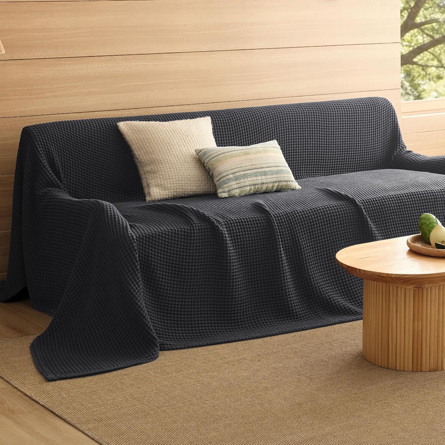 image:imageBedsure Lightweight 100 Cotton Waffle Blanket Twin XL Linen Summer Breathable Soft Light Thin Bed Couch Sofa Chair 66x90 Sheet Blanket Dorm Room Essentials Guys GirlsDark Grey