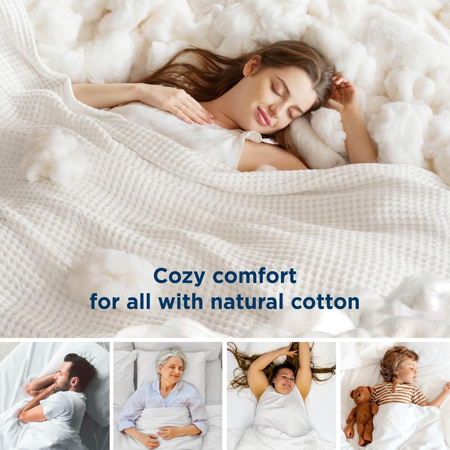 image:imageBedsure Lightweight 100 Cotton Waffle Blanket Twin XL Linen Summer Breathable Soft Light Thin Bed Couch Sofa Chair 66x90 Sheet Blanket Dorm Room Essentials Guys GirlsIvory