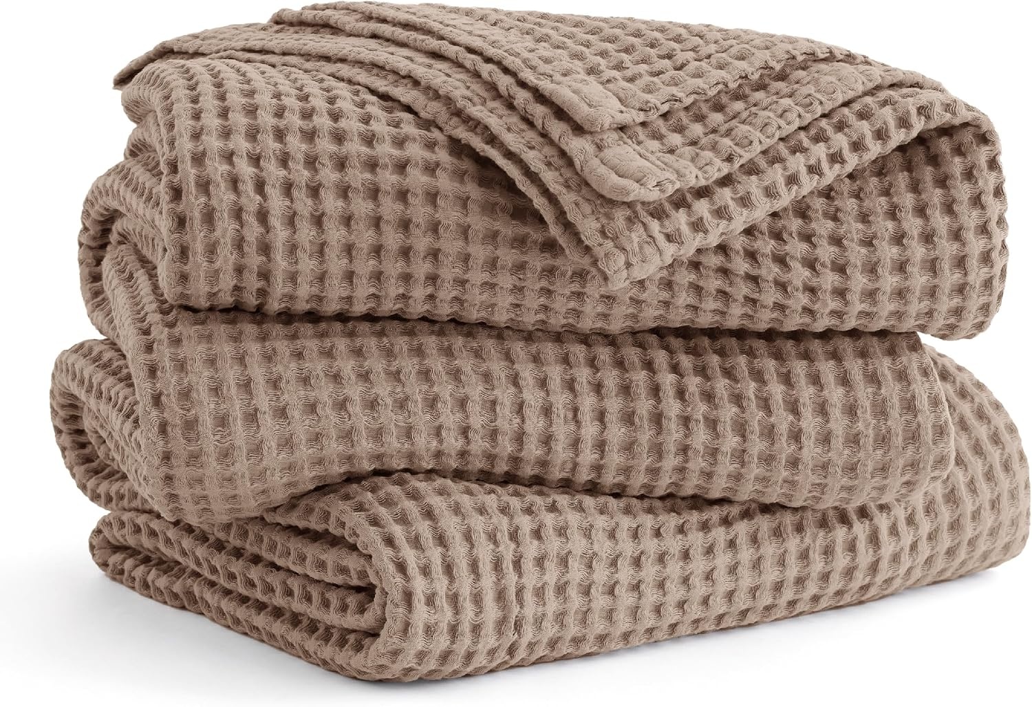 image:imageBedsure Lightweight 100 Cotton Waffle Blanket Twin XL Linen Summer Breathable Soft Light Thin Bed Couch Sofa Chair 66x90 Sheet Blanket Dorm Room Essentials Guys GirlsCoffee Brown
