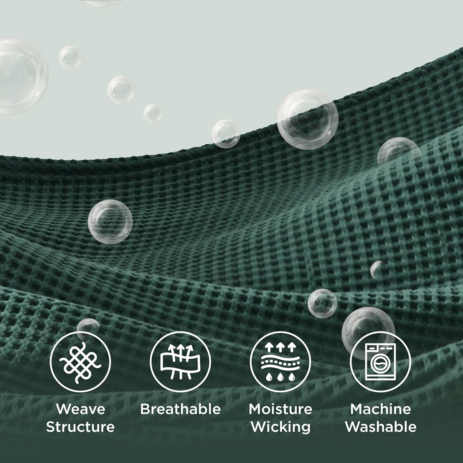 image:imageBedsure Lightweight 100 Cotton Waffle Blanket Twin XL Linen Summer Breathable Soft Light Thin Bed Couch Sofa Chair 66x90 Sheet Blanket Dorm Room Essentials Guys GirlsDark Green