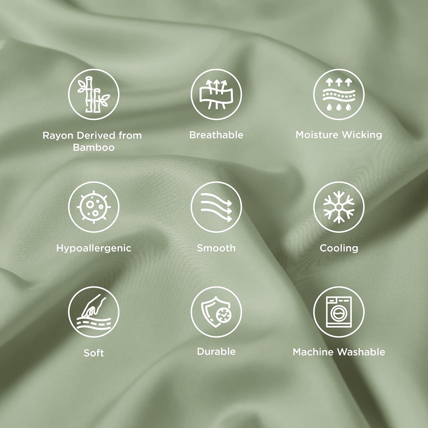 image:imageBedsure Pillow Cases Standard Size Set of 2 100 Rayon Derived from Bamboo Cooling Pillowcases Similar to Silk Pillow Case Covers with Envelope Closure PureWoven Bedding Dark Grey 20x26 Inches08 Sage Green