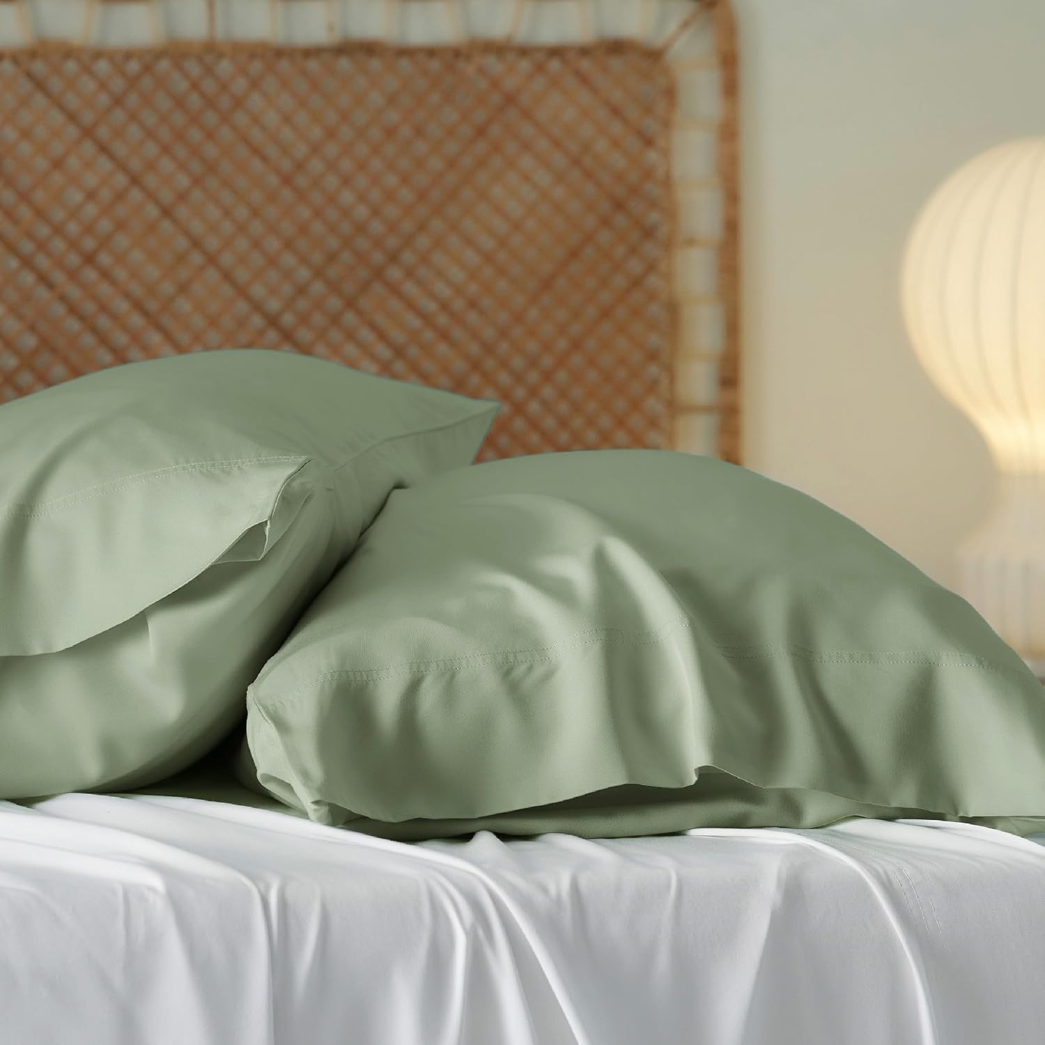 image:imageBedsure Pillow Cases Standard Size Set of 2 100 Rayon Derived from Bamboo Cooling Pillowcases Similar to Silk Pillow Case Covers with Envelope Closure PureWoven Bedding Dark Grey 20x26 Inches08 Sage Green