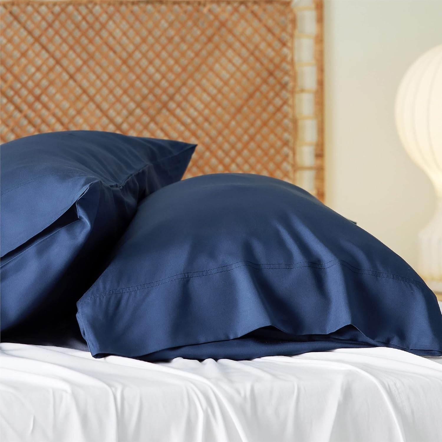 image:imageBedsure Pillow Cases Standard Size Set of 2 100 Rayon Derived from Bamboo Cooling Pillowcases Similar to Silk Pillow Case Covers with Envelope Closure PureWoven Bedding Dark Grey 20x26 Inches03 Navy