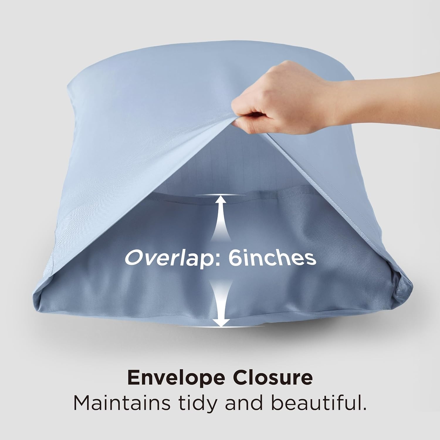 image:imageBedsure Pillow Cases Standard Size Set of 2 100 Rayon Derived from Bamboo Cooling Pillowcases Similar to Silk Pillow Case Covers with Envelope Closure PureWoven Bedding Dark Grey 20x26 Inches09 Light Blue