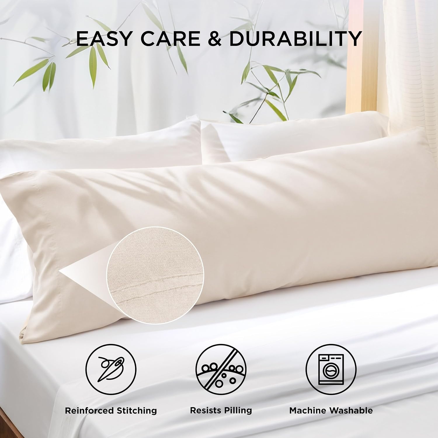 image:imageBedsure Pillow Cases Standard Size Set of 2 100 Rayon Derived from Bamboo Cooling Pillowcases Similar to Silk Pillow Case Covers with Envelope Closure PureWoven Bedding Dark Grey 20x26 Inches20 Ivory