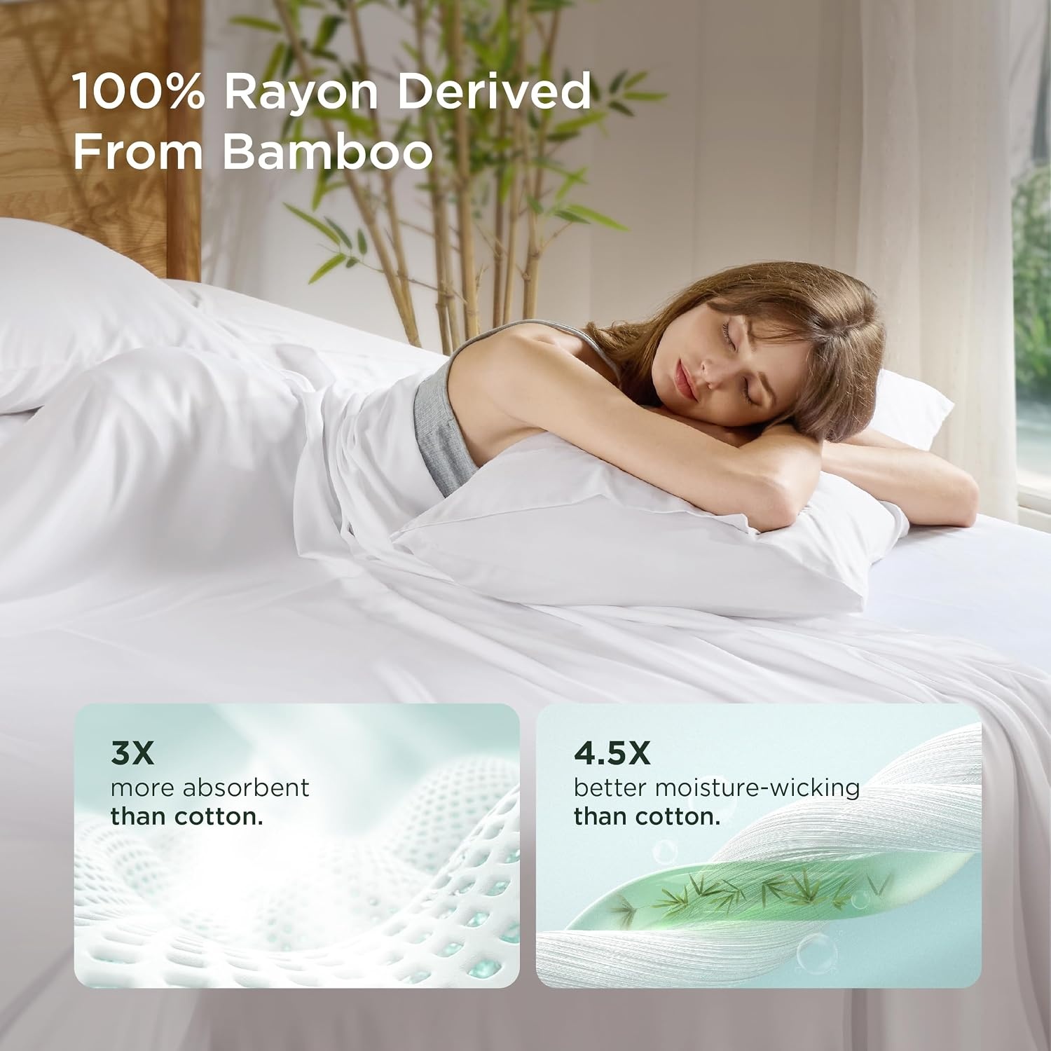 image:imageBedsure Pillow Cases Standard Size Set of 2 100 Rayon Derived from Bamboo Cooling Pillowcases Similar to Silk Pillow Case Covers with Envelope Closure PureWoven Bedding Dark Grey 20x26 Inches02 White