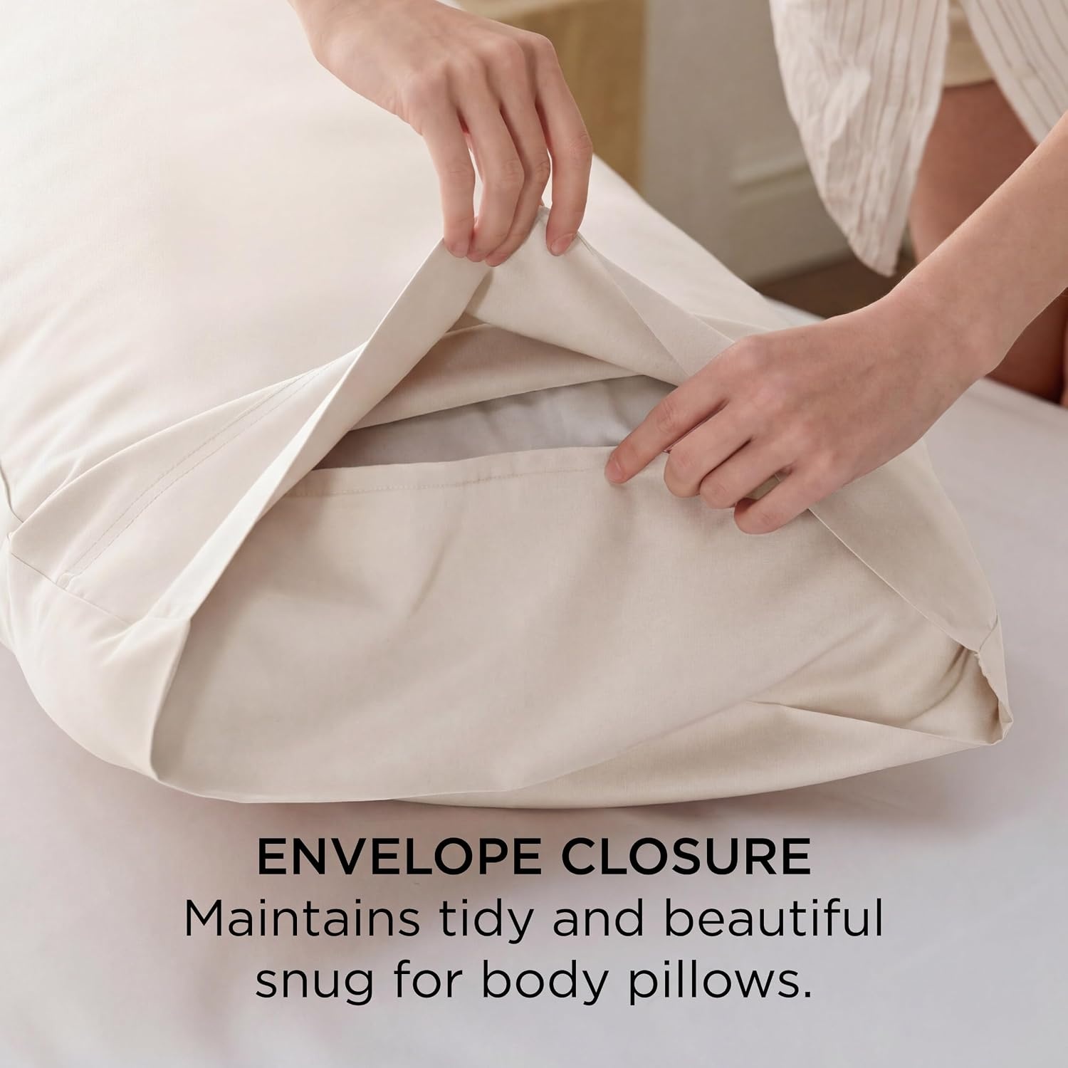 image:imageBedsure Pillow Cases Standard Size Set of 2 100 Rayon Derived from Bamboo Cooling Pillowcases Similar to Silk Pillow Case Covers with Envelope Closure PureWoven Bedding Dark Grey 20x26 Inches20 Ivory