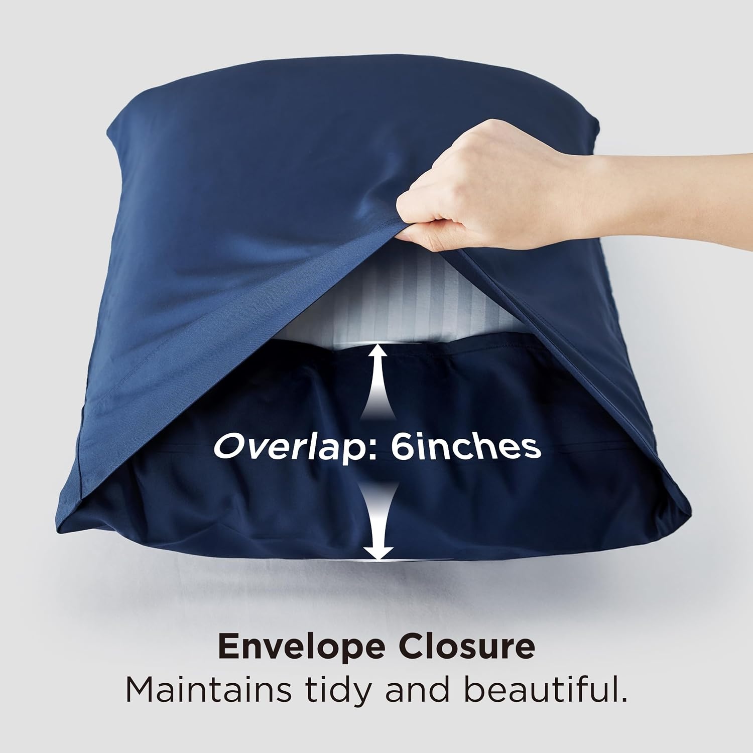 image:imageBedsure Pillow Cases Standard Size Set of 2 100 Rayon Derived from Bamboo Cooling Pillowcases Similar to Silk Pillow Case Covers with Envelope Closure PureWoven Bedding Dark Grey 20x26 Inches03 Navy