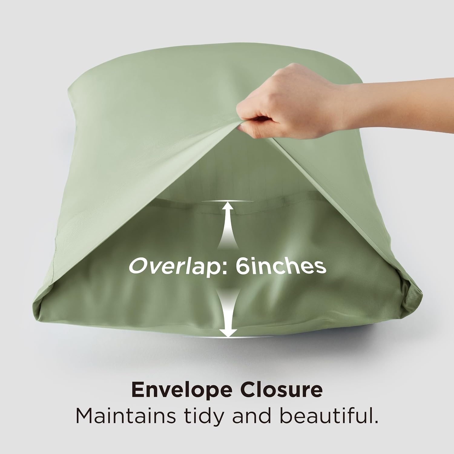image:imageBedsure Pillow Cases Standard Size Set of 2 100 Rayon Derived from Bamboo Cooling Pillowcases Similar to Silk Pillow Case Covers with Envelope Closure PureWoven Bedding Dark Grey 20x26 Inches08 Sage Green