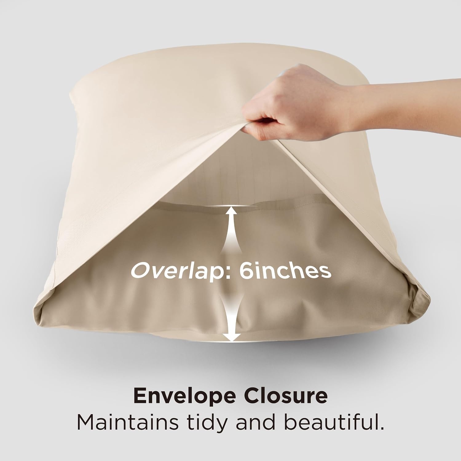 image:imageBedsure Pillow Cases Standard Size Set of 2 100 Rayon Derived from Bamboo Cooling Pillowcases Similar to Silk Pillow Case Covers with Envelope Closure PureWoven Bedding Dark Grey 20x26 Inches06 Beige