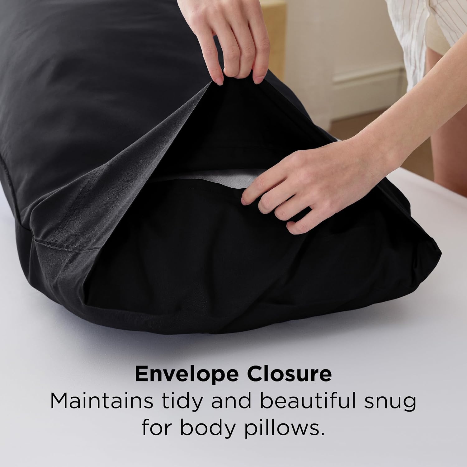 image:imageBedsure Pillow Cases Standard Size Set of 2 100 Rayon Derived from Bamboo Cooling Pillowcases Similar to Silk Pillow Case Covers with Envelope Closure PureWoven Bedding Dark Grey 20x26 Inches04 Black