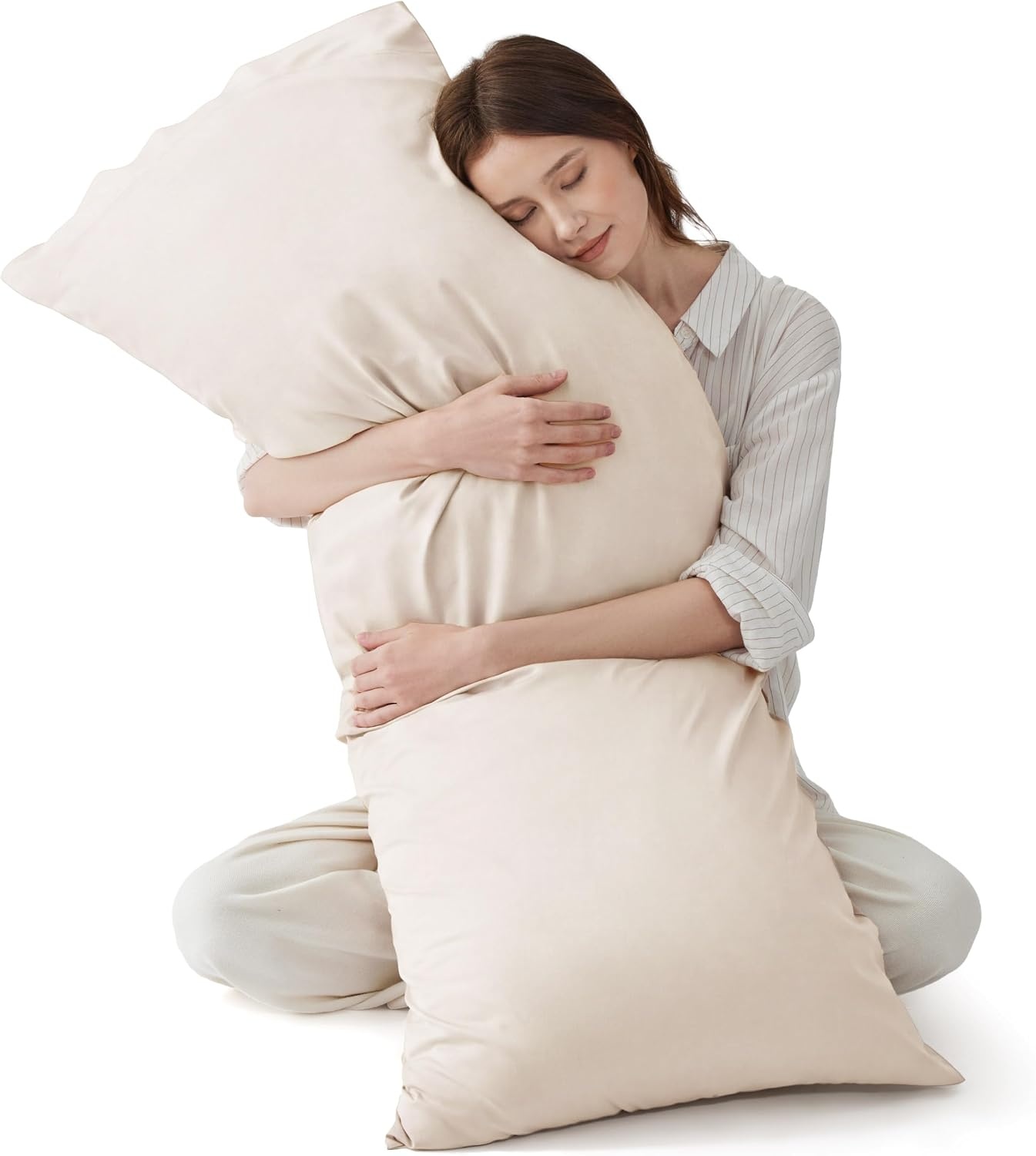 image:imageBedsure Pillow Cases Standard Size Set of 2 100 Rayon Derived from Bamboo Cooling Pillowcases Similar to Silk Pillow Case Covers with Envelope Closure PureWoven Bedding Dark Grey 20x26 Inches20 Ivory