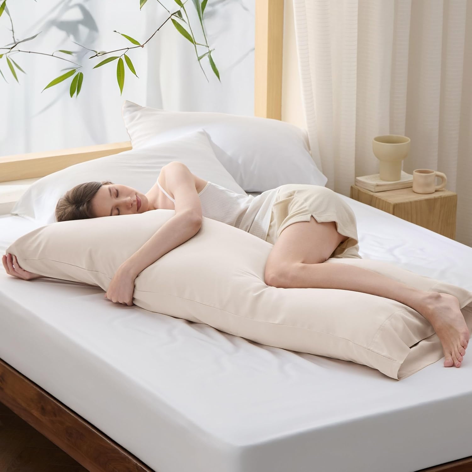 image:imageBedsure Pillow Cases Standard Size Set of 2 100 Rayon Derived from Bamboo Cooling Pillowcases Similar to Silk Pillow Case Covers with Envelope Closure PureWoven Bedding Dark Grey 20x26 Inches20 Ivory