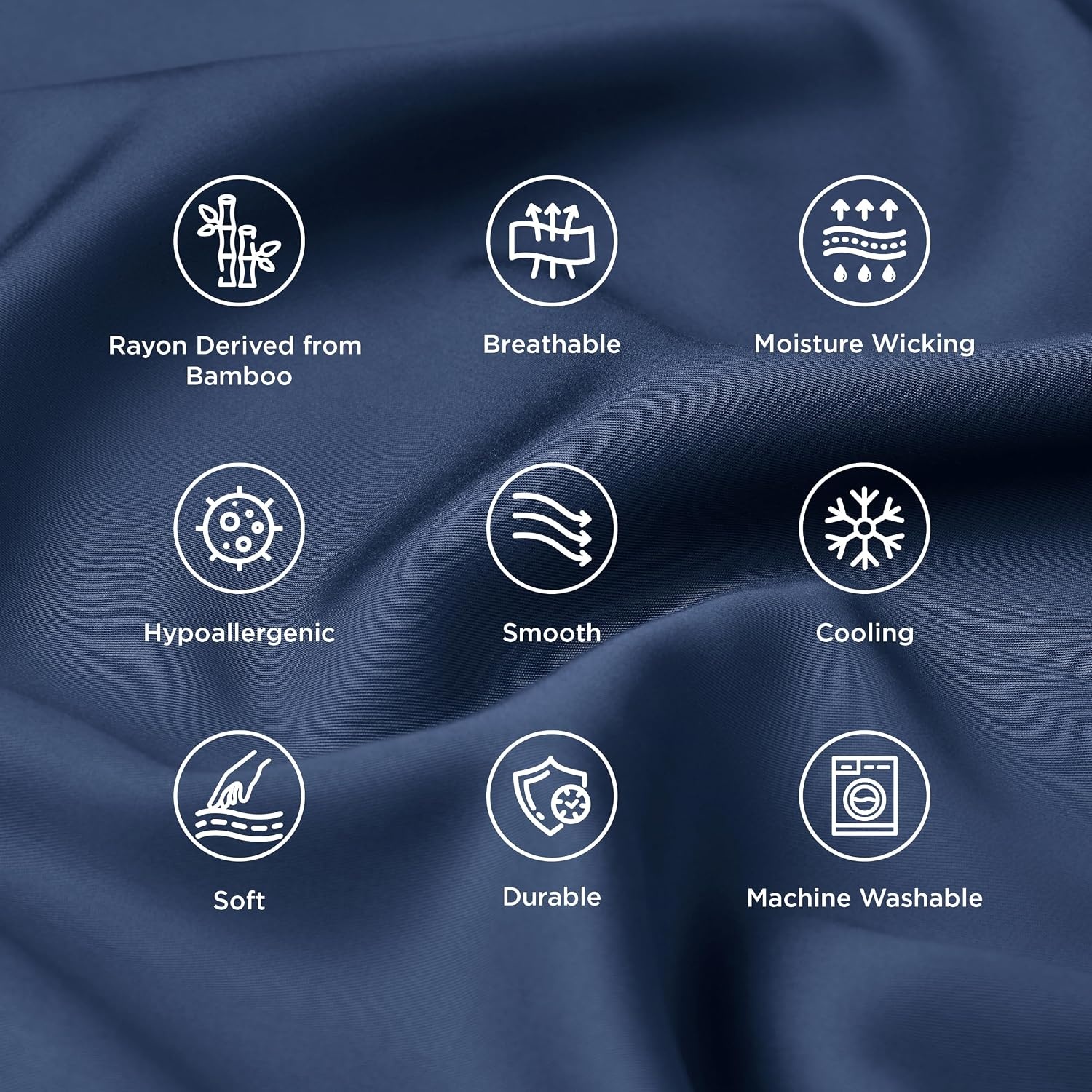 image:imageBedsure Pillow Cases Standard Size Set of 2 100 Rayon Derived from Bamboo Cooling Pillowcases Similar to Silk Pillow Case Covers with Envelope Closure PureWoven Bedding Dark Grey 20x26 Inches03 Navy