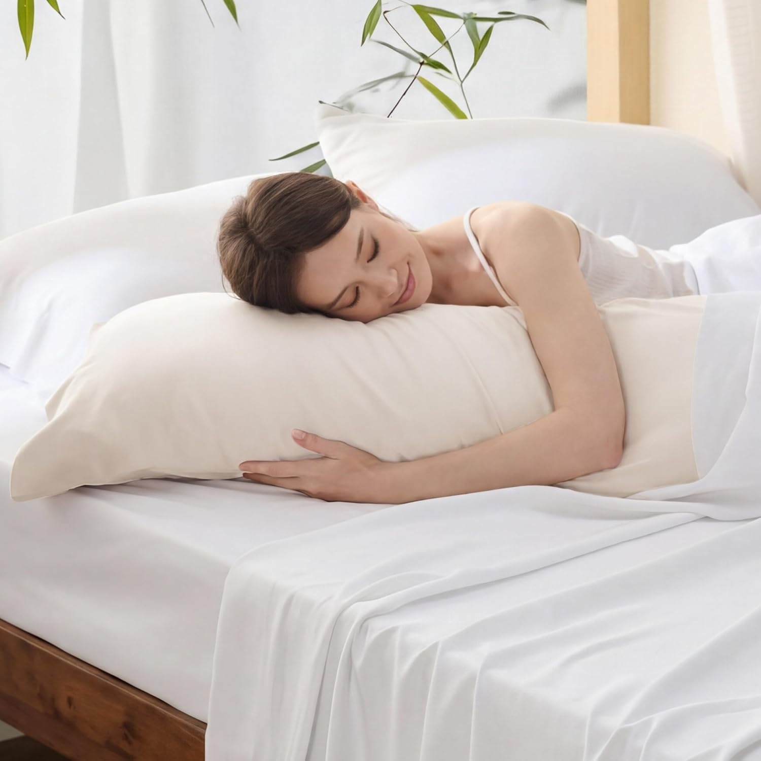 image:imageBedsure Pillow Cases Standard Size Set of 2 100 Rayon Derived from Bamboo Cooling Pillowcases Similar to Silk Pillow Case Covers with Envelope Closure PureWoven Bedding Dark Grey 20x26 Inches20 Ivory