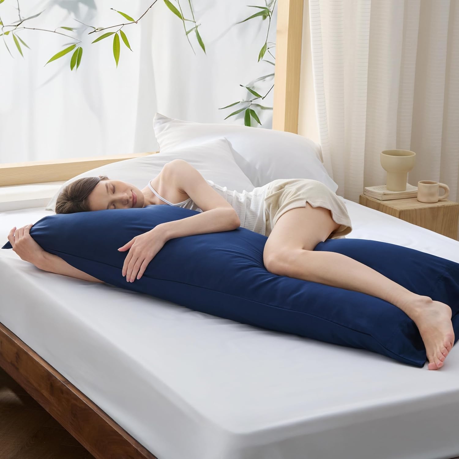 image:imageBedsure Pillow Cases Standard Size Set of 2 100 Rayon Derived from Bamboo Cooling Pillowcases Similar to Silk Pillow Case Covers with Envelope Closure PureWoven Bedding Dark Grey 20x26 Inches03 Navy