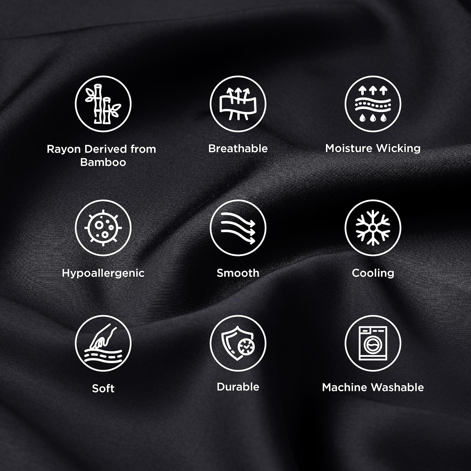 image:imageBedsure Pillow Cases Standard Size Set of 2 100 Rayon Derived from Bamboo Cooling Pillowcases Similar to Silk Pillow Case Covers with Envelope Closure PureWoven Bedding Dark Grey 20x26 Inches04 Black