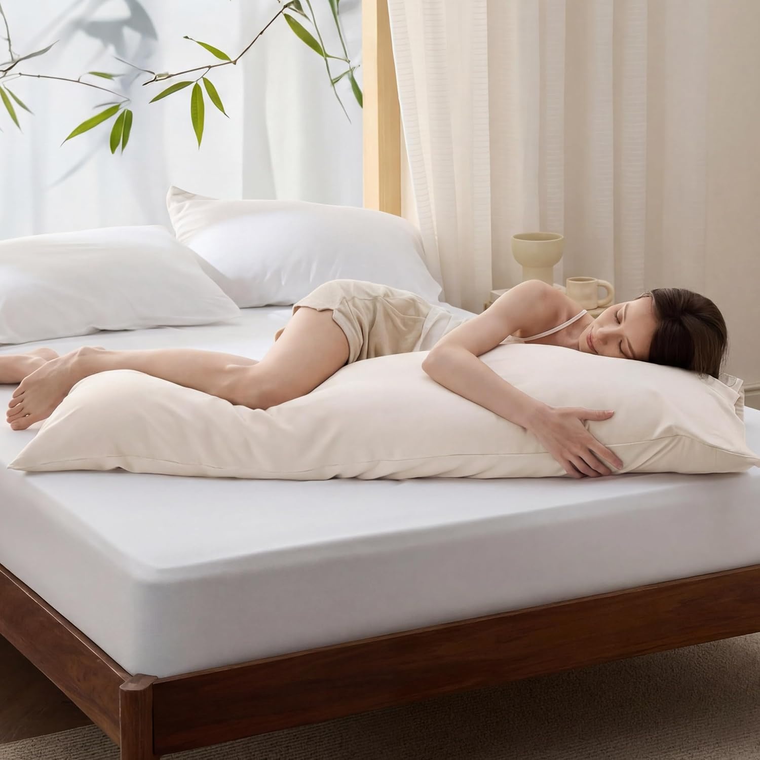 image:imageBedsure Pillow Cases Standard Size Set of 2 100 Rayon Derived from Bamboo Cooling Pillowcases Similar to Silk Pillow Case Covers with Envelope Closure PureWoven Bedding Dark Grey 20x26 Inches20 Ivory