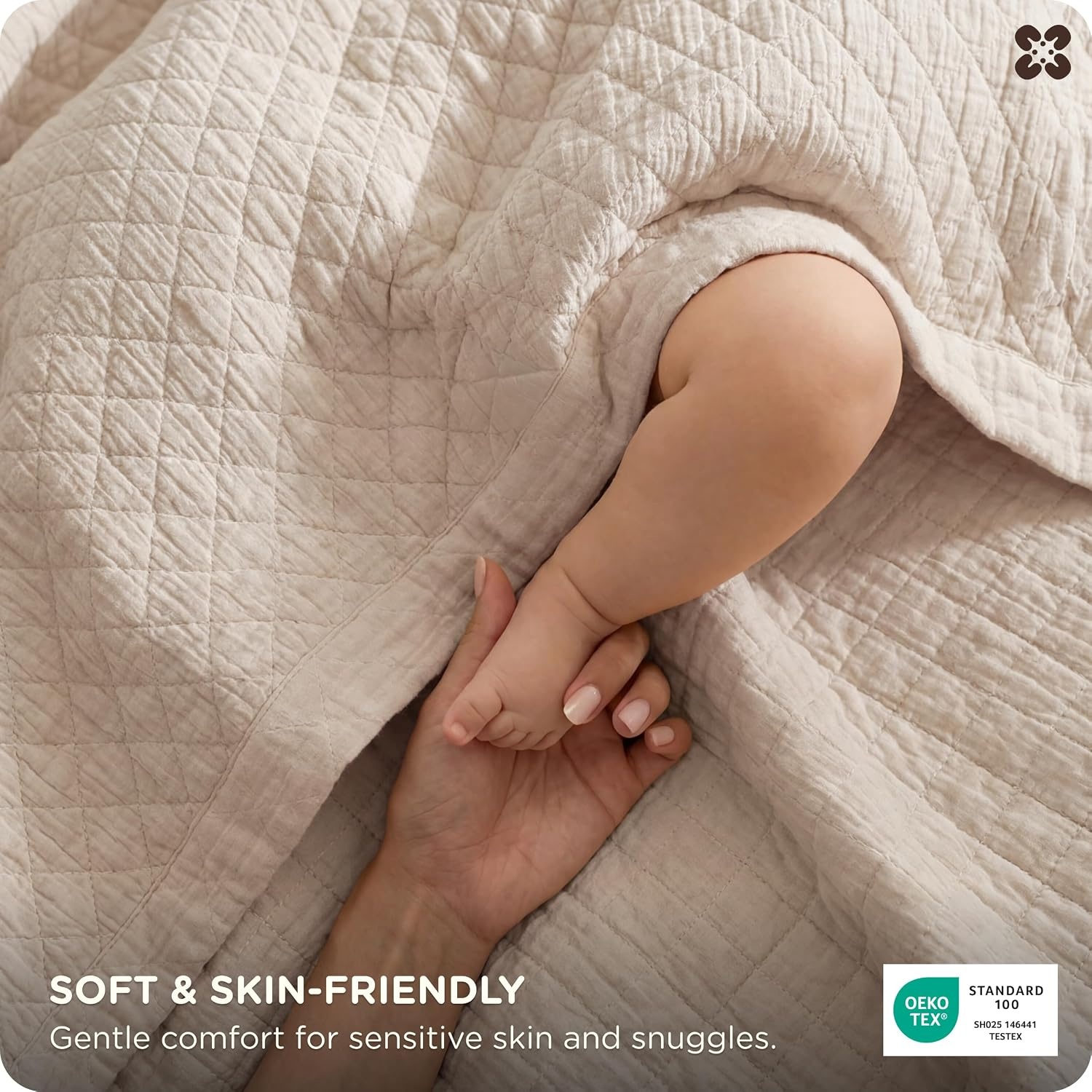 image:imageBedsure PureWoven 100 Cotton Muslin Blanket 8Layer Queen Sage Green Breathable MoistureWicking AllSeason Softens After Wash 460 GSM Gauze Bedding Low Shedding for Adults 90 X 90Linen Beige