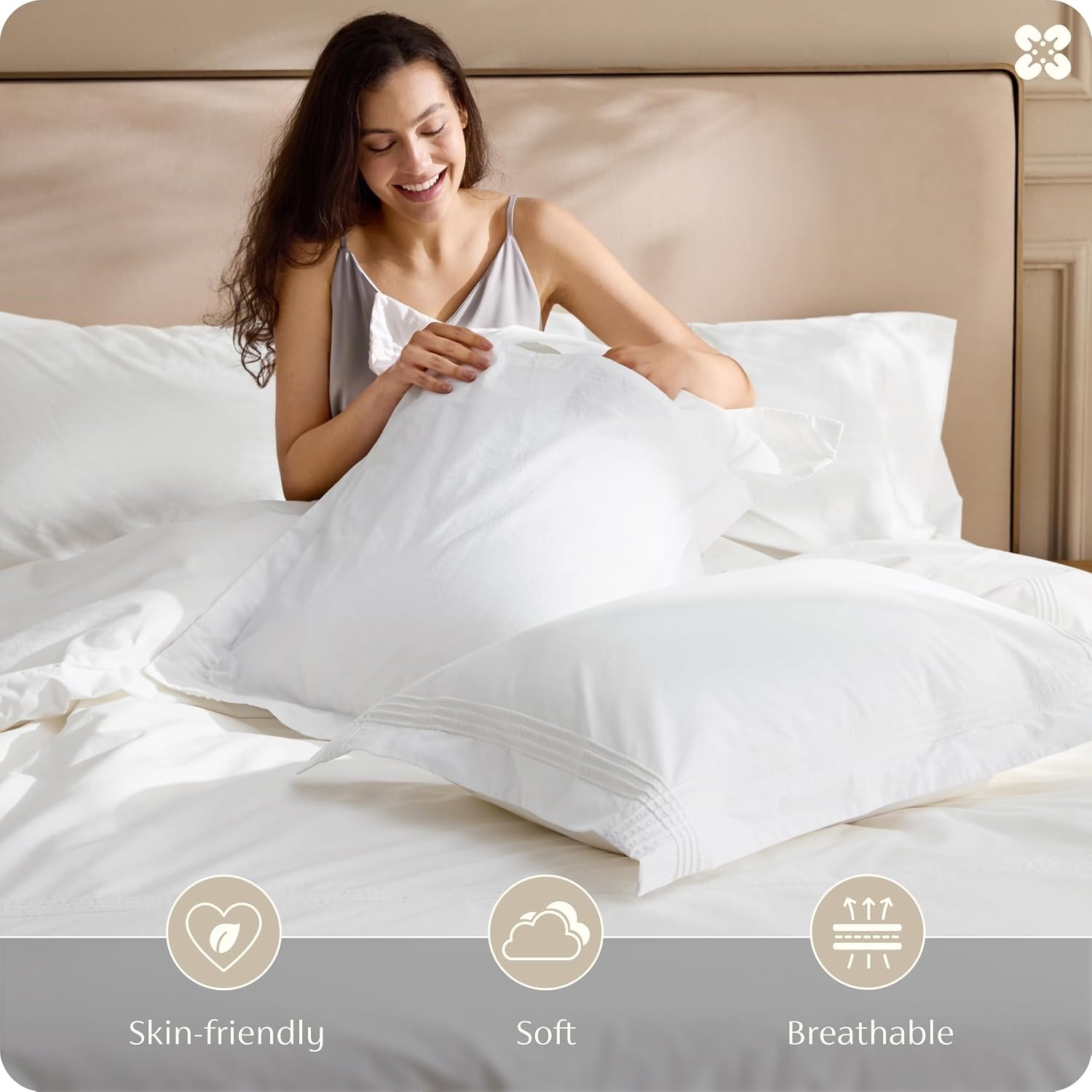 image:imageBedsure PureWoven 100 Cotton Percale Duvet Cover Queen Rope Weave White HotelStyle Breathable Comforter Cover Crisp amp Lightweight Feel Zipper amp 8 Ties Easy Machine Care 3Piece 90x90 White01 Hotel White