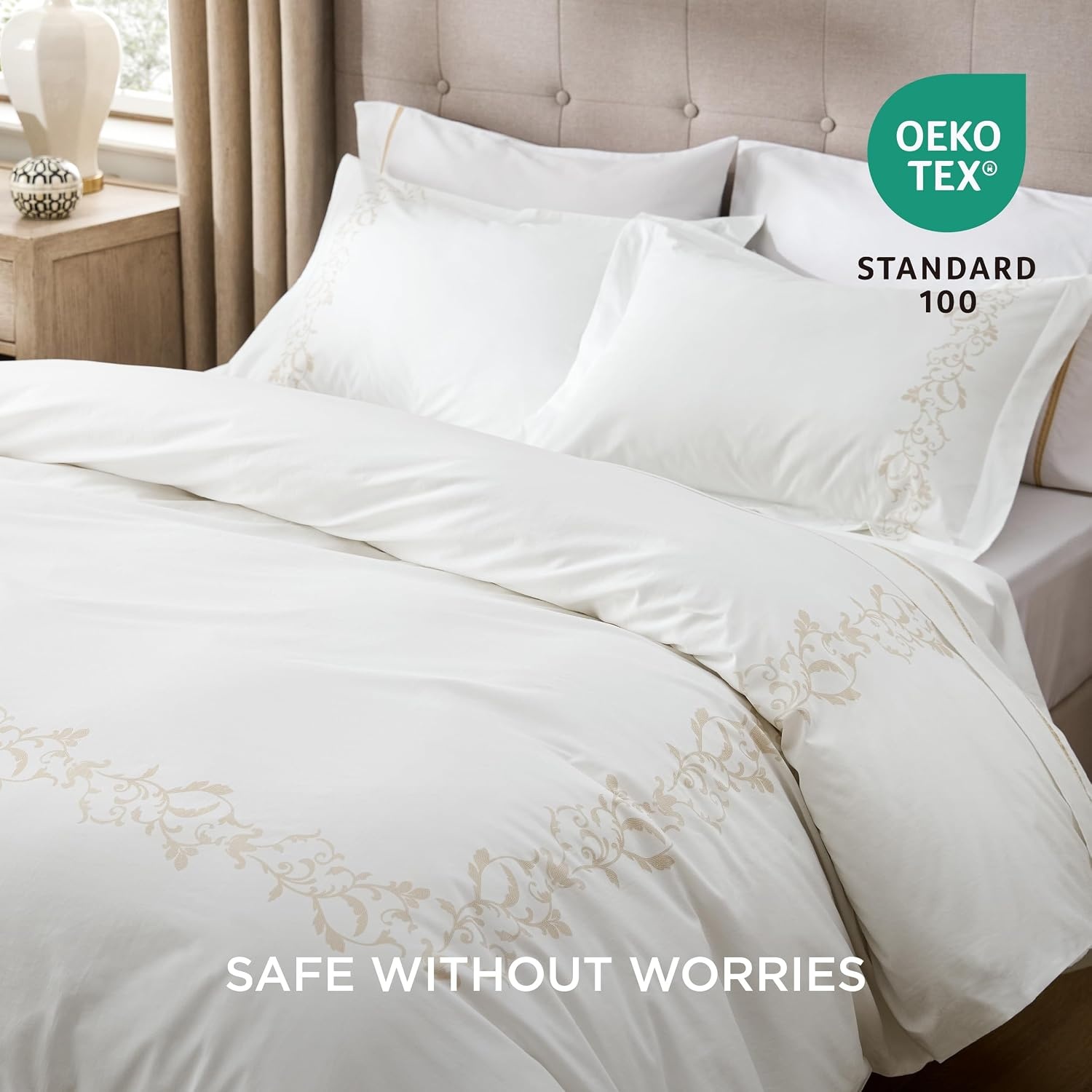 image:imageBedsure PureWoven 100 Cotton Percale Duvet Cover Queen Rope Weave White HotelStyle Breathable Comforter Cover Crisp amp Lightweight Feel Zipper amp 8 Ties Easy Machine Care 3Piece 90x90 White08 Hotel Curly Frame