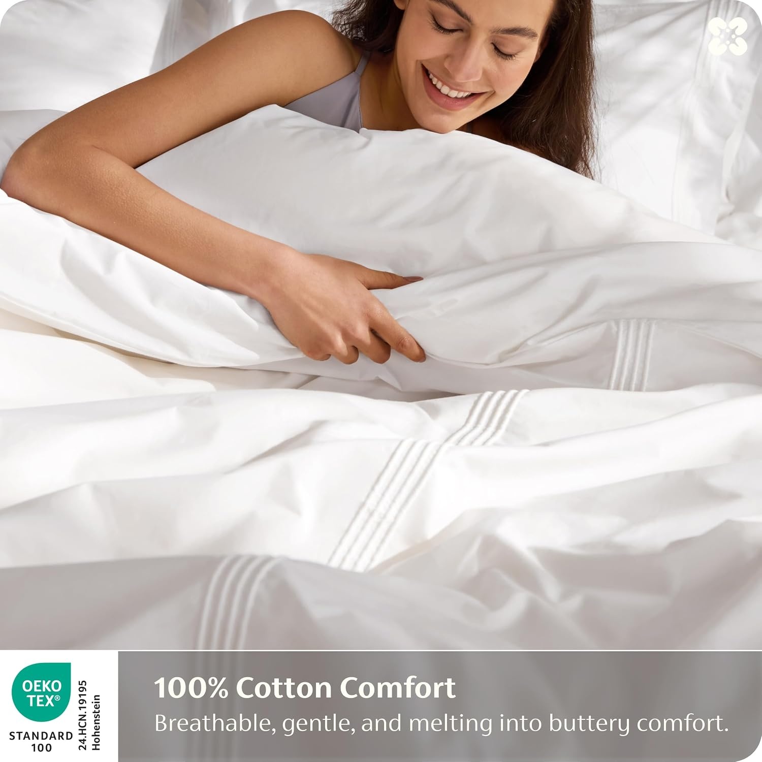 image:imageBedsure PureWoven 100 Cotton Percale Duvet Cover Queen Rope Weave White HotelStyle Breathable Comforter Cover Crisp amp Lightweight Feel Zipper amp 8 Ties Easy Machine Care 3Piece 90x90 White01 Hotel White