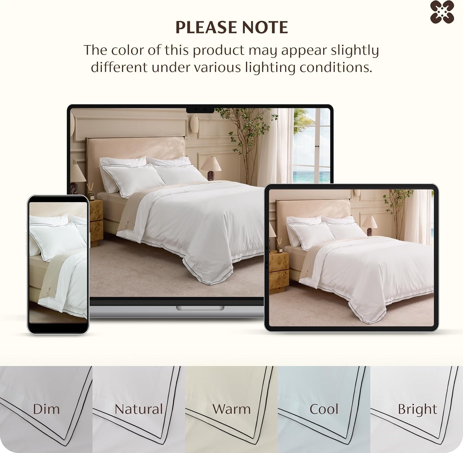 image:imageBedsure PureWoven 100 Cotton Percale Duvet Cover Queen Rope Weave White HotelStyle Breathable Comforter Cover Crisp amp Lightweight Feel Zipper amp 8 Ties Easy Machine Care 3Piece 90x90 White03 Hotel Leaf Edge
