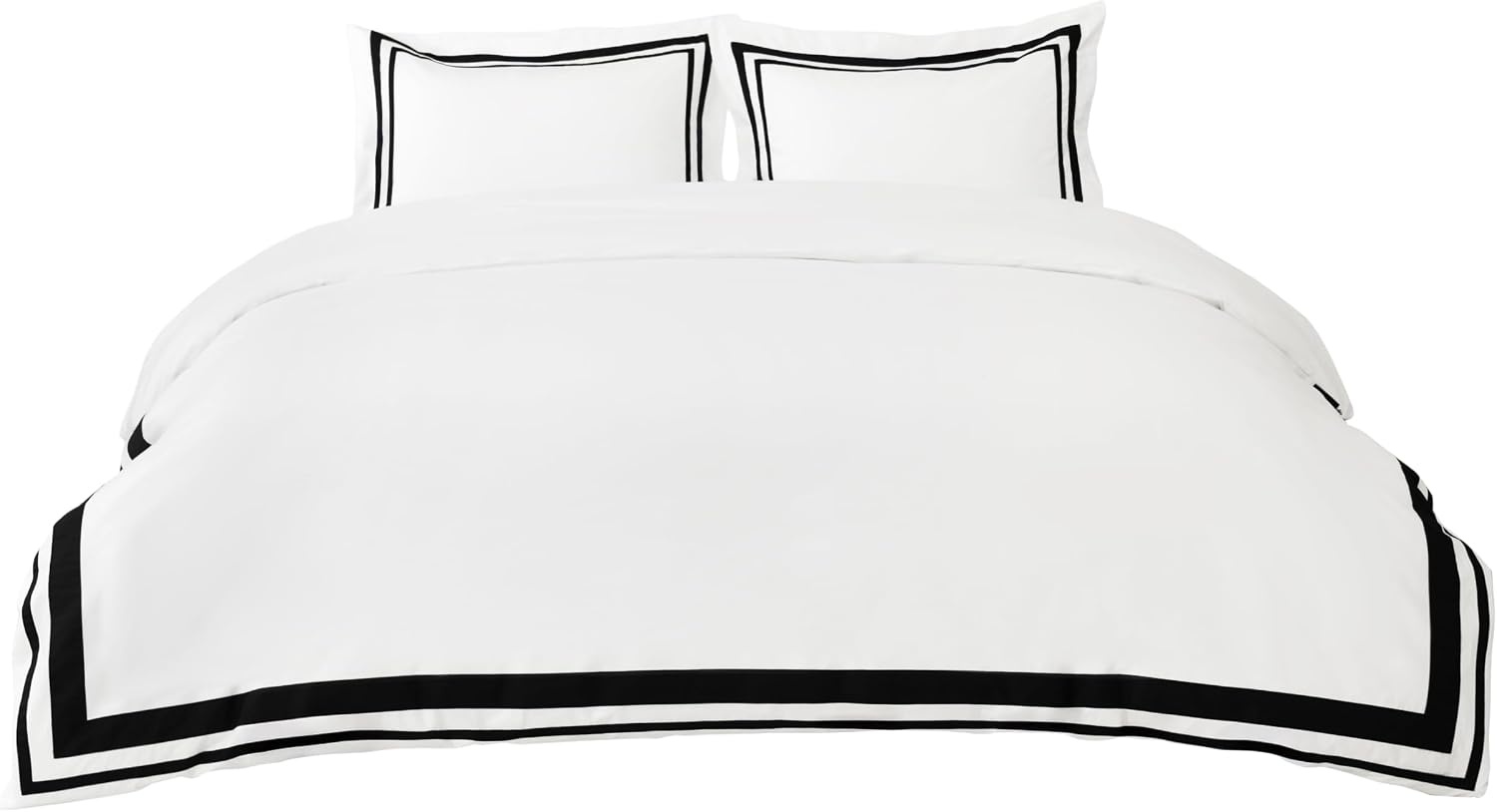 image:imageBedsure PureWoven 100 Cotton Percale Duvet Cover Queen Rope Weave White HotelStyle Breathable Comforter Cover Crisp amp Lightweight Feel Zipper amp 8 Ties Easy Machine Care 3Piece 90x90 White04 Hotel Black Frame