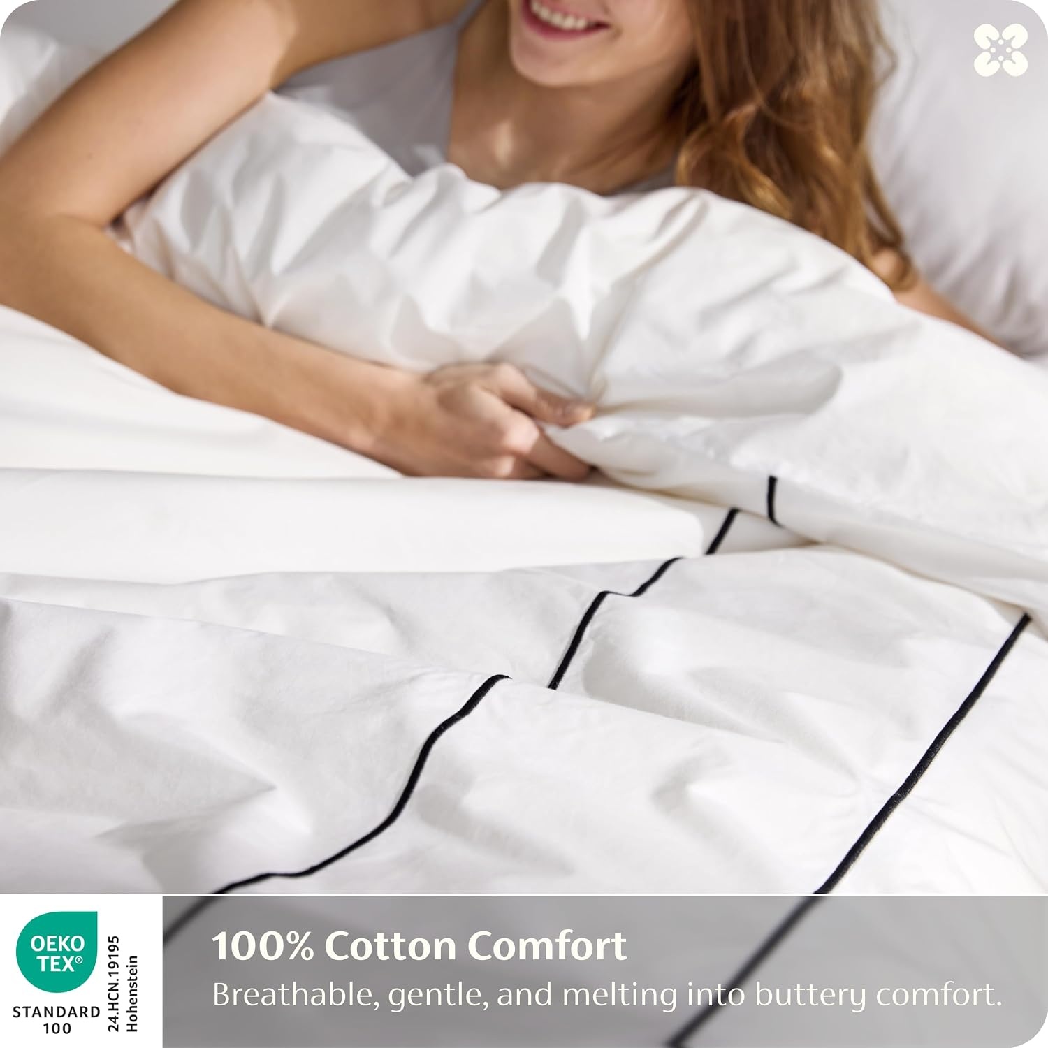 image:imageBedsure PureWoven 100 Cotton Percale Duvet Cover Queen Rope Weave White HotelStyle Breathable Comforter Cover Crisp amp Lightweight Feel Zipper amp 8 Ties Easy Machine Care 3Piece 90x90 White02 Hotel Double Embroidery