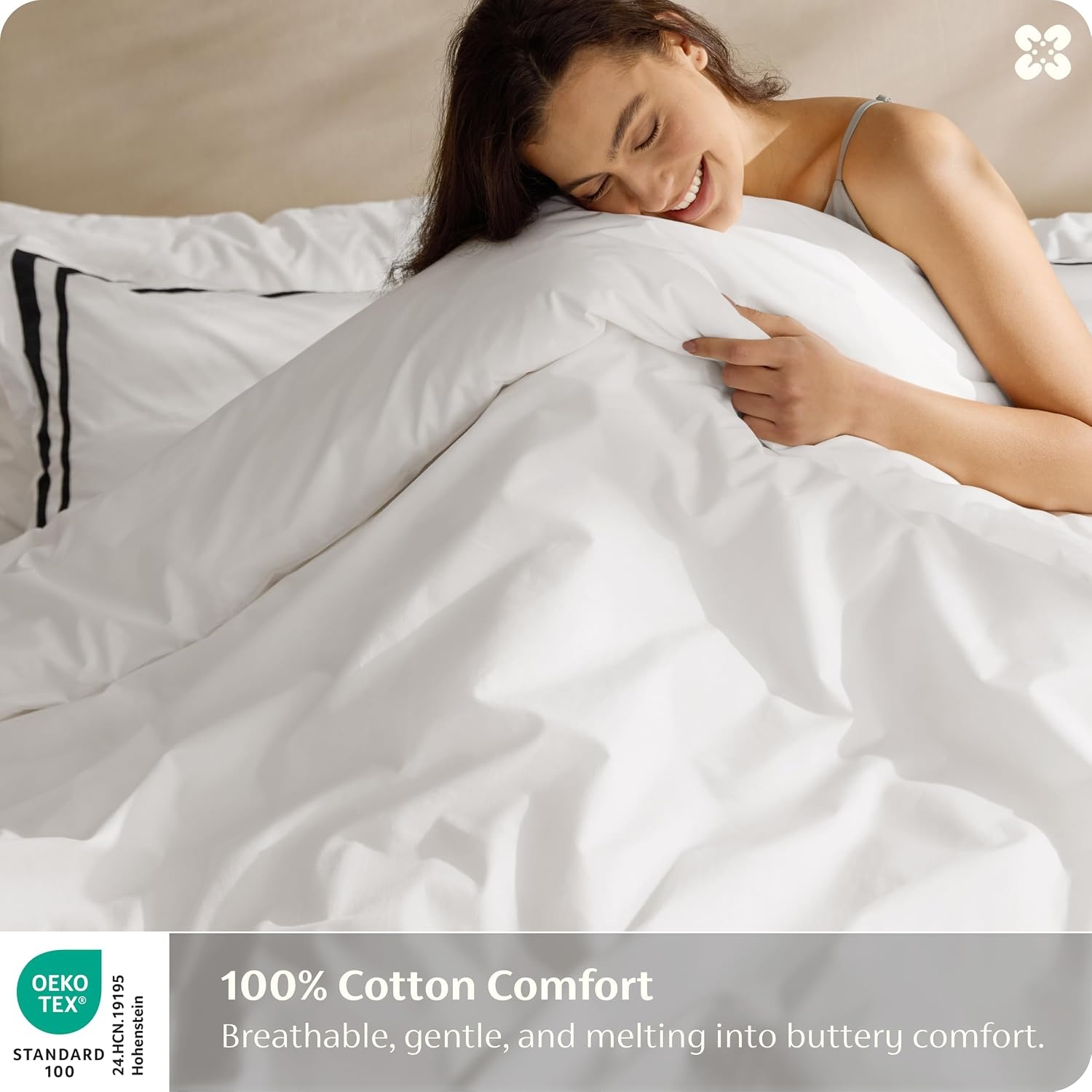 image:imageBedsure PureWoven 100 Cotton Percale Duvet Cover Queen Rope Weave White HotelStyle Breathable Comforter Cover Crisp amp Lightweight Feel Zipper amp 8 Ties Easy Machine Care 3Piece 90x90 White04 Hotel Black Frame