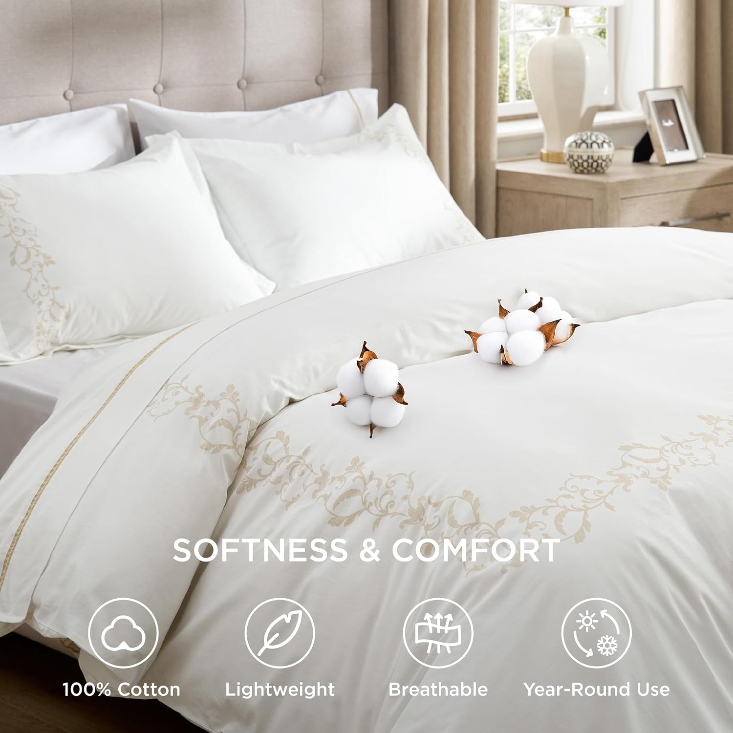 image:imageBedsure PureWoven 100 Cotton Percale Duvet Cover Queen Rope Weave White HotelStyle Breathable Comforter Cover Crisp amp Lightweight Feel Zipper amp 8 Ties Easy Machine Care 3Piece 90x90 White08 Hotel Curly Frame