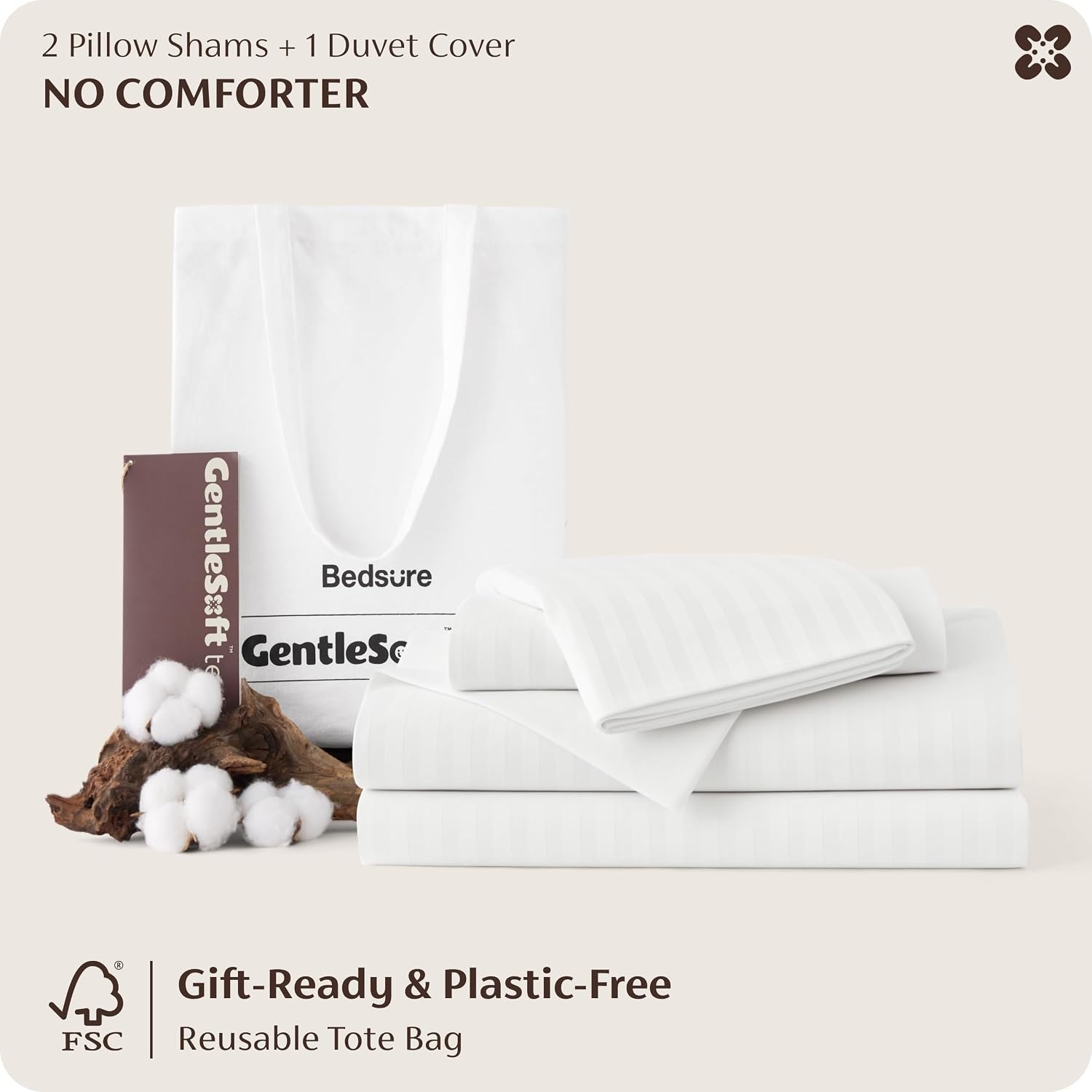image:imageBedsure PureWoven 100 Cotton Percale Duvet Cover Queen Rope Weave White HotelStyle Breathable Comforter Cover Crisp amp Lightweight Feel Zipper amp 8 Ties Easy Machine Care 3Piece 90x90 White06 Hotel Striped Jacquard
