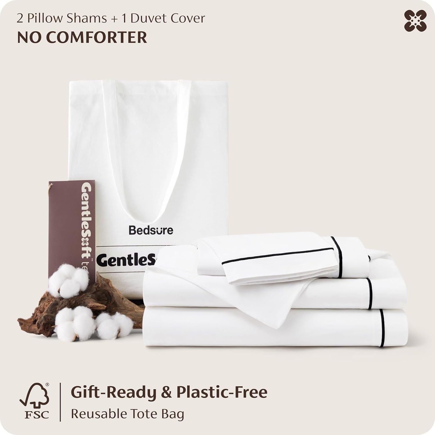 image:imageBedsure PureWoven 100 Cotton Percale Duvet Cover Queen Rope Weave White HotelStyle Breathable Comforter Cover Crisp amp Lightweight Feel Zipper amp 8 Ties Easy Machine Care 3Piece 90x90 White02 Hotel Double Embroidery