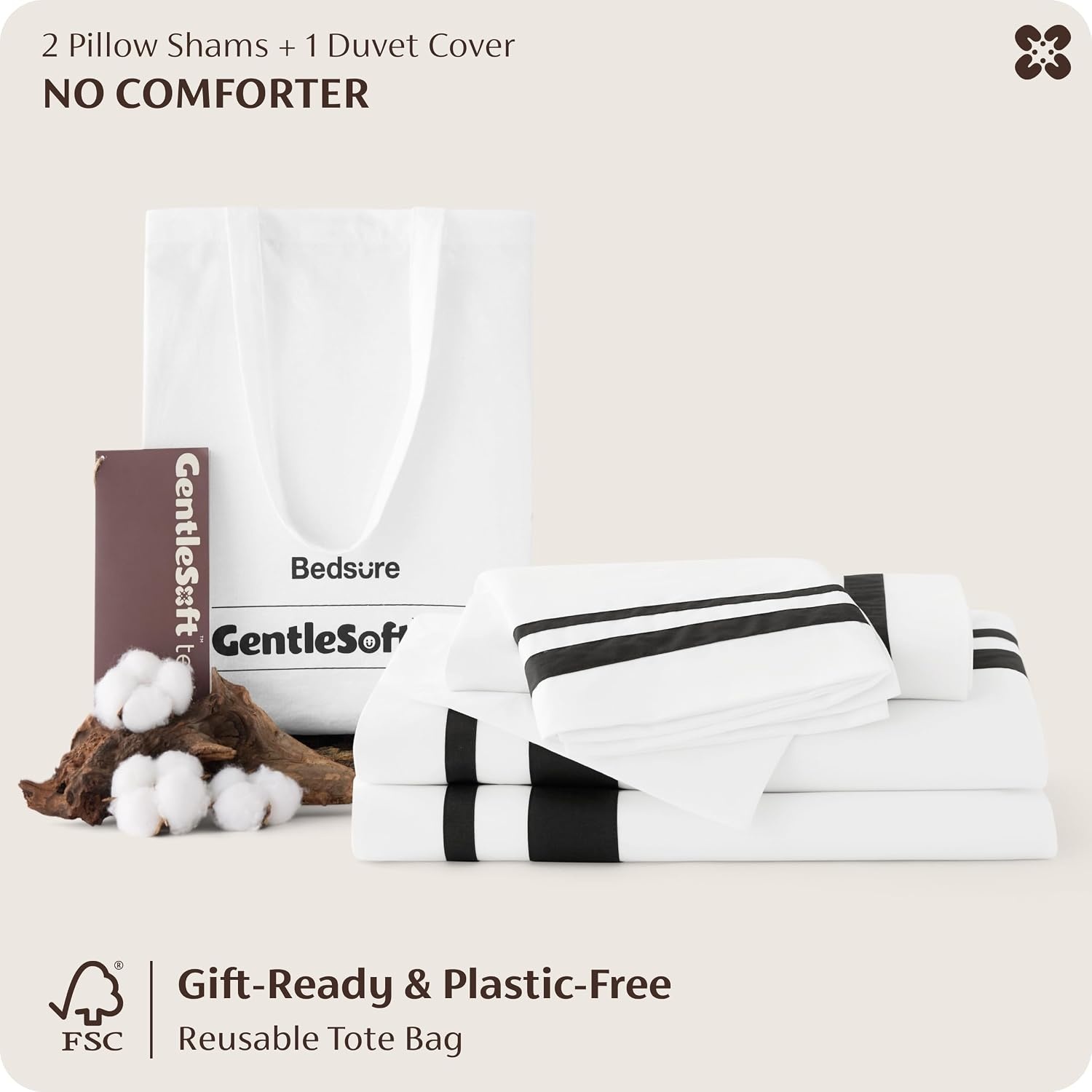 image:imageBedsure PureWoven 100 Cotton Percale Duvet Cover Queen Rope Weave White HotelStyle Breathable Comforter Cover Crisp amp Lightweight Feel Zipper amp 8 Ties Easy Machine Care 3Piece 90x90 White04 Hotel Black Frame