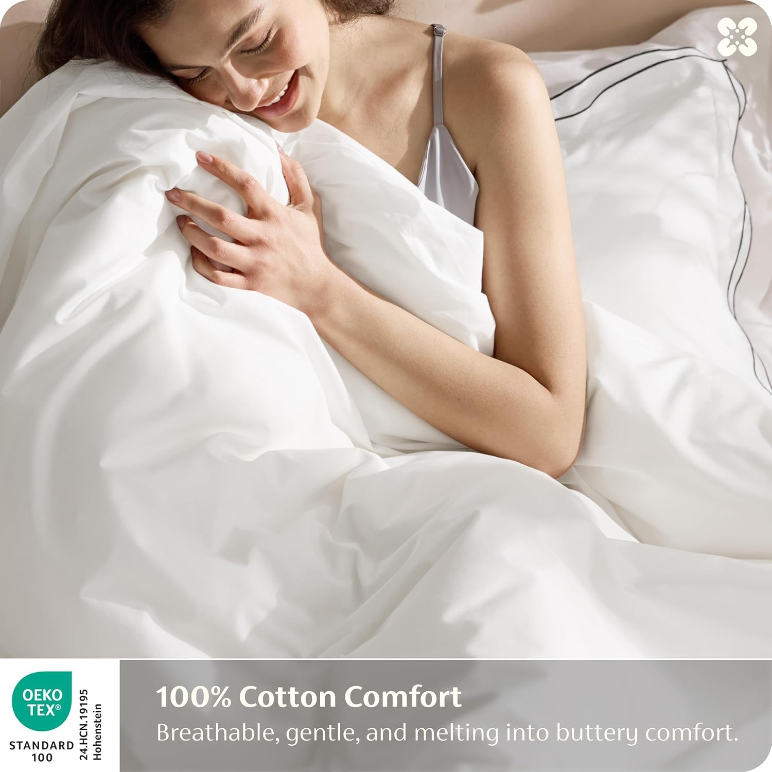 image:imageBedsure PureWoven 100 Cotton Percale Duvet Cover Queen Rope Weave White HotelStyle Breathable Comforter Cover Crisp amp Lightweight Feel Zipper amp 8 Ties Easy Machine Care 3Piece 90x90 White03 Hotel Leaf Edge