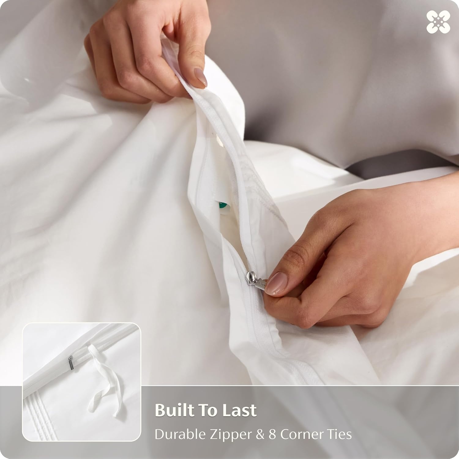 image:imageBedsure PureWoven 100 Cotton Percale Duvet Cover Queen Rope Weave White HotelStyle Breathable Comforter Cover Crisp amp Lightweight Feel Zipper amp 8 Ties Easy Machine Care 3Piece 90x90 White01 Hotel White