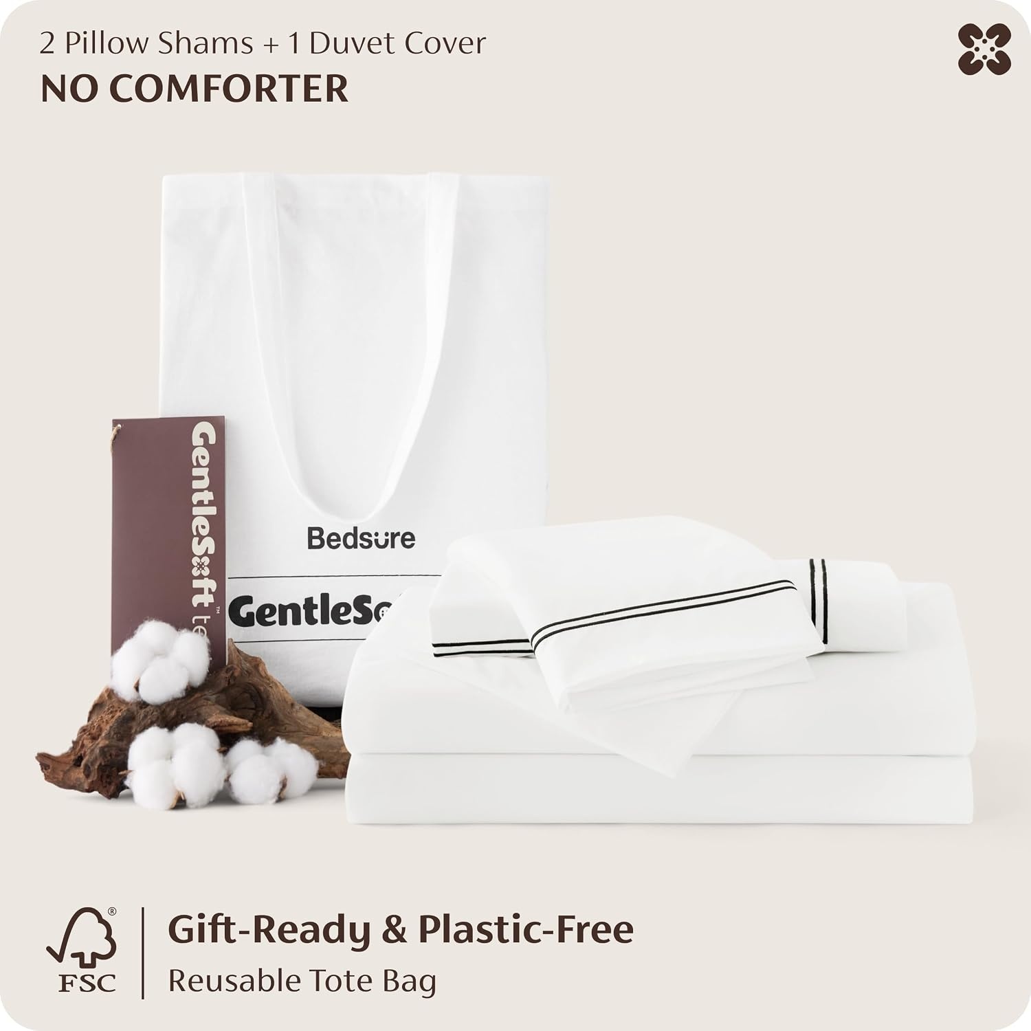 image:imageBedsure PureWoven 100 Cotton Percale Duvet Cover Queen Rope Weave White HotelStyle Breathable Comforter Cover Crisp amp Lightweight Feel Zipper amp 8 Ties Easy Machine Care 3Piece 90x90 White05 Hotel Frame Embroidery