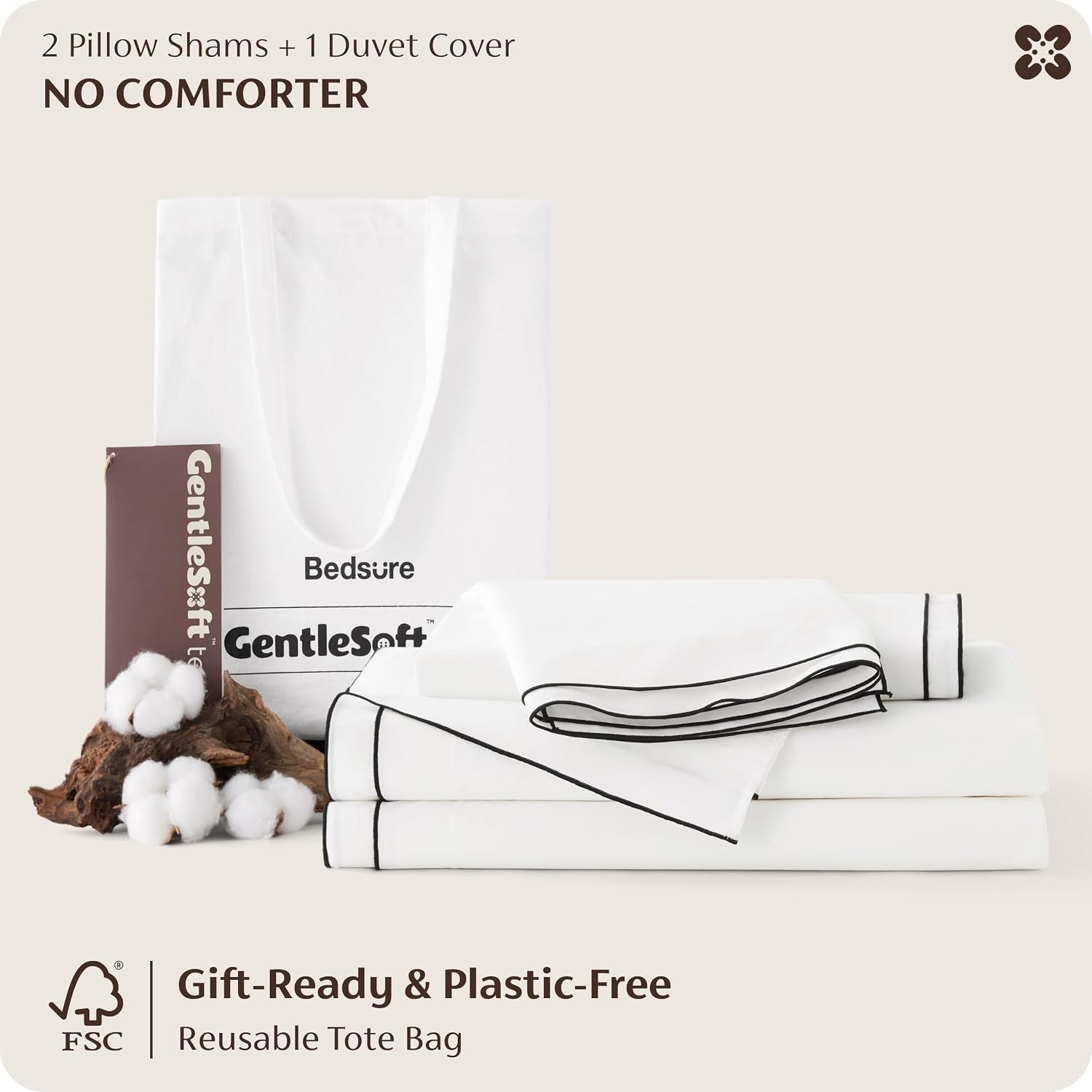 image:imageBedsure PureWoven 100 Cotton Percale Duvet Cover Queen Rope Weave White HotelStyle Breathable Comforter Cover Crisp amp Lightweight Feel Zipper amp 8 Ties Easy Machine Care 3Piece 90x90 White03 Hotel Leaf Edge