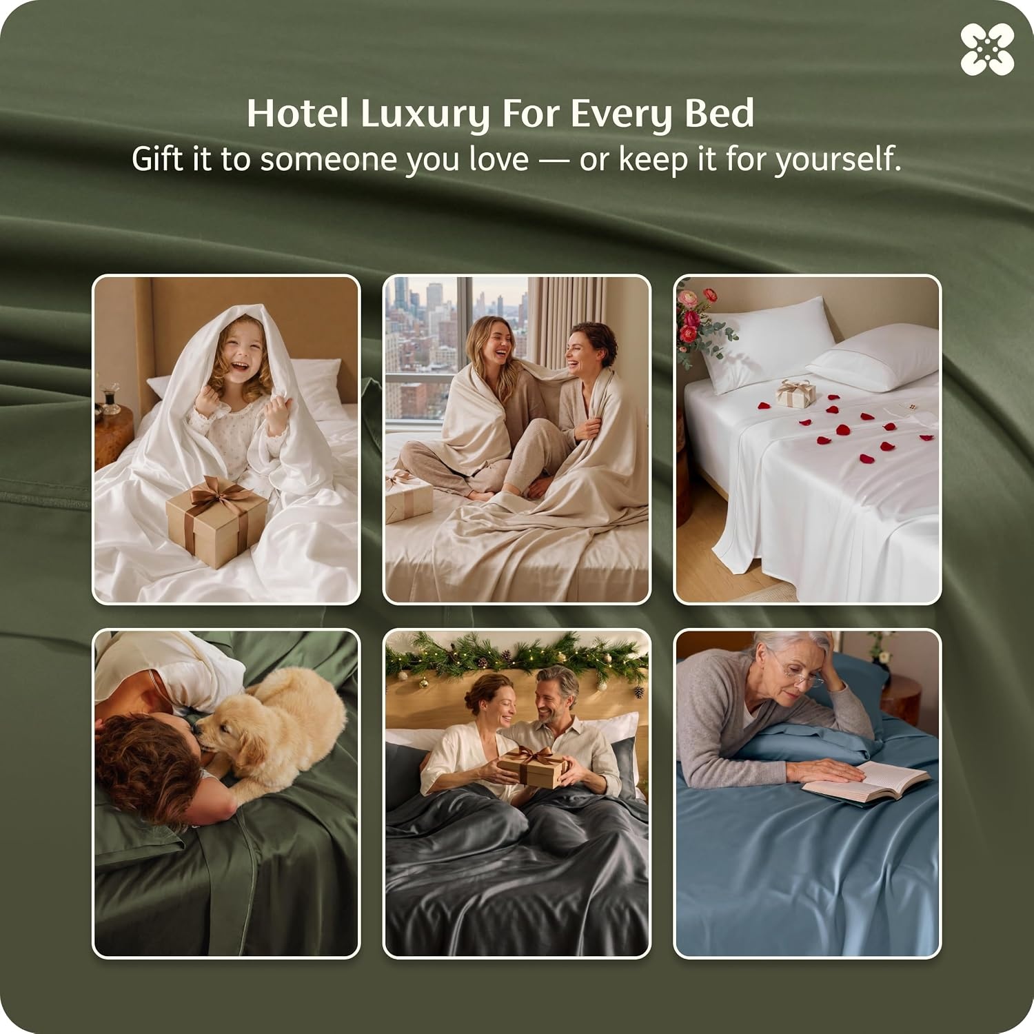 image:imageBedsure PureWoven 100 Giza Egyptian Cotton King Sheets CEA amp BV Certified 18 Deep Pocket Sateen Sheets with Corner Straps Durable amp AllSeason Breathable Hotel Luxury OekoTex Giftable WhiteOlive Green