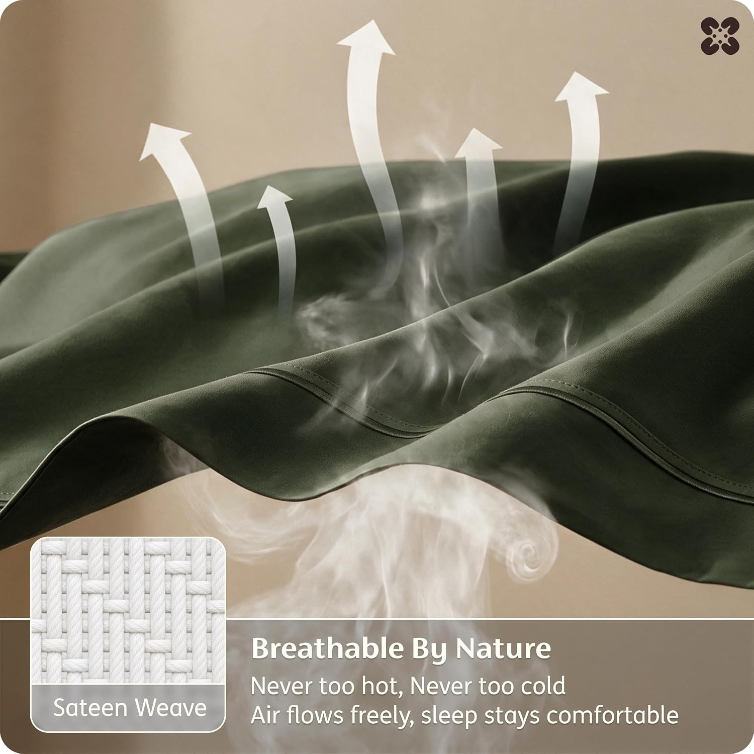 image:imageBedsure PureWoven 100 Giza Egyptian Cotton King Sheets CEA amp BV Certified 18 Deep Pocket Sateen Sheets with Corner Straps Durable amp AllSeason Breathable Hotel Luxury OekoTex Giftable WhiteOlive Green