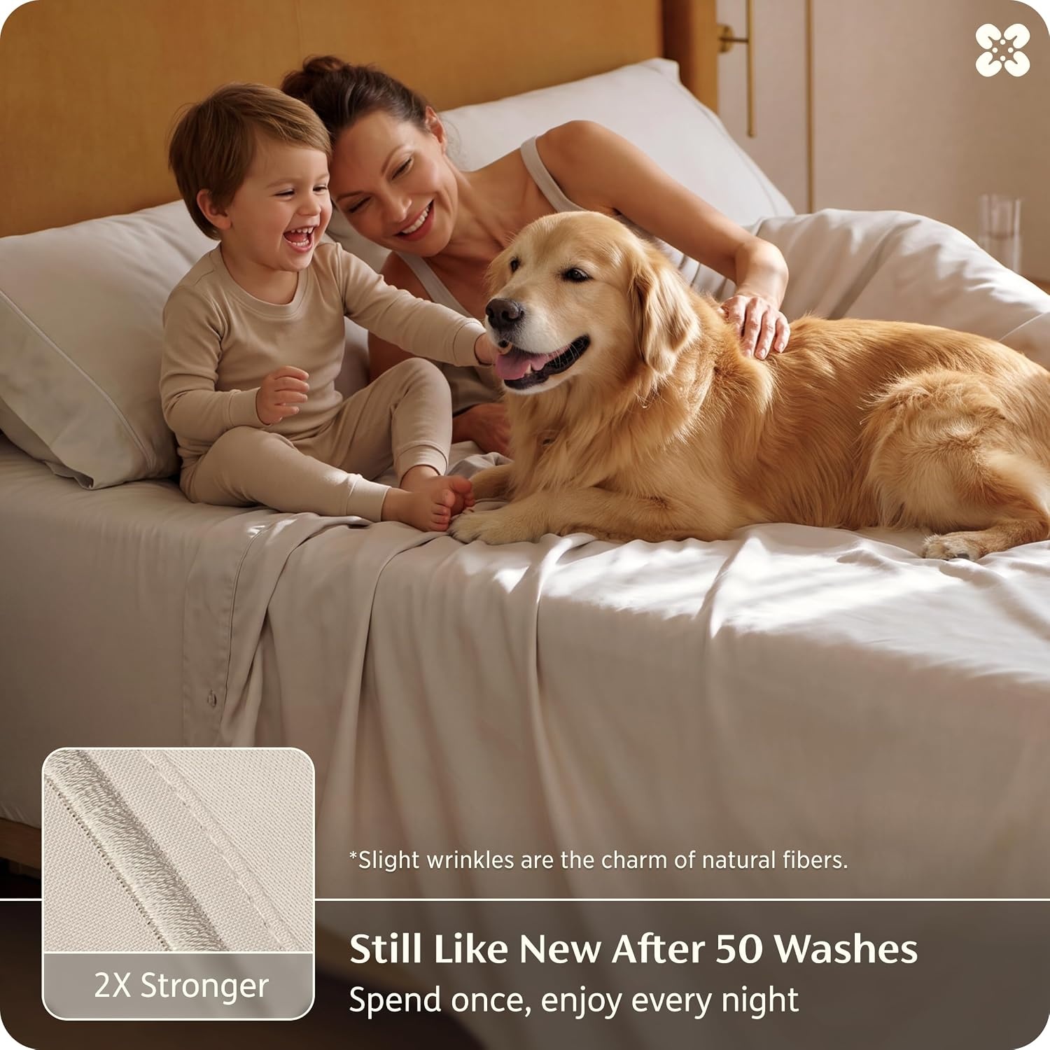 image:imageBedsure PureWoven 100 Giza Egyptian Cotton Queen Sheet CEA amp BV Certified 18 Deep Pocket Sateen Sheets with Corner Straps Durable amp AllSeason Breathable Hotel Luxury OekoTex Giftable BeigeBeige
