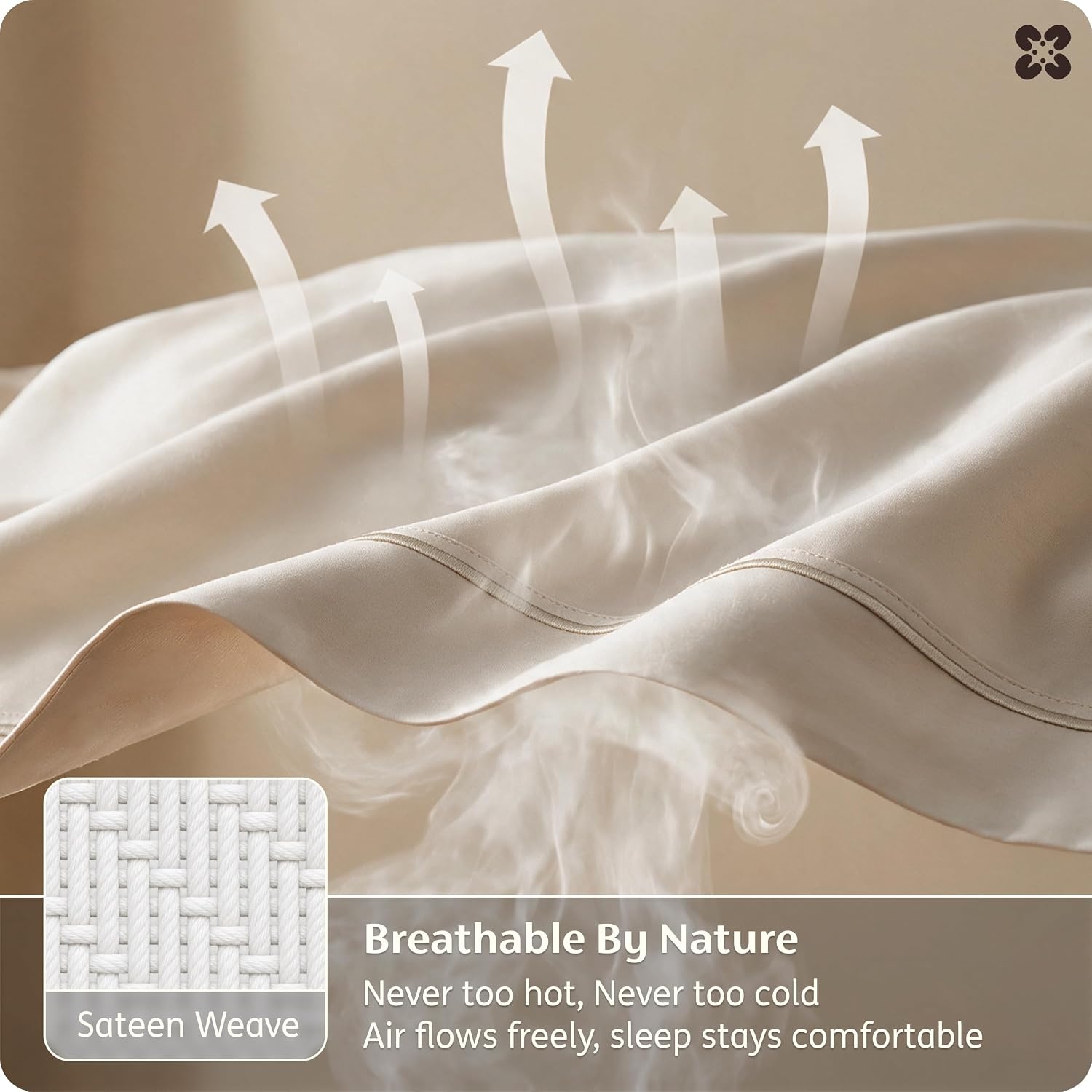 image:imageBedsure PureWoven 100 Giza Egyptian Cotton Queen Sheet CEA amp BV Certified 18 Deep Pocket Sateen Sheets with Corner Straps Durable amp AllSeason Breathable Hotel Luxury OekoTex Giftable BeigeBeige